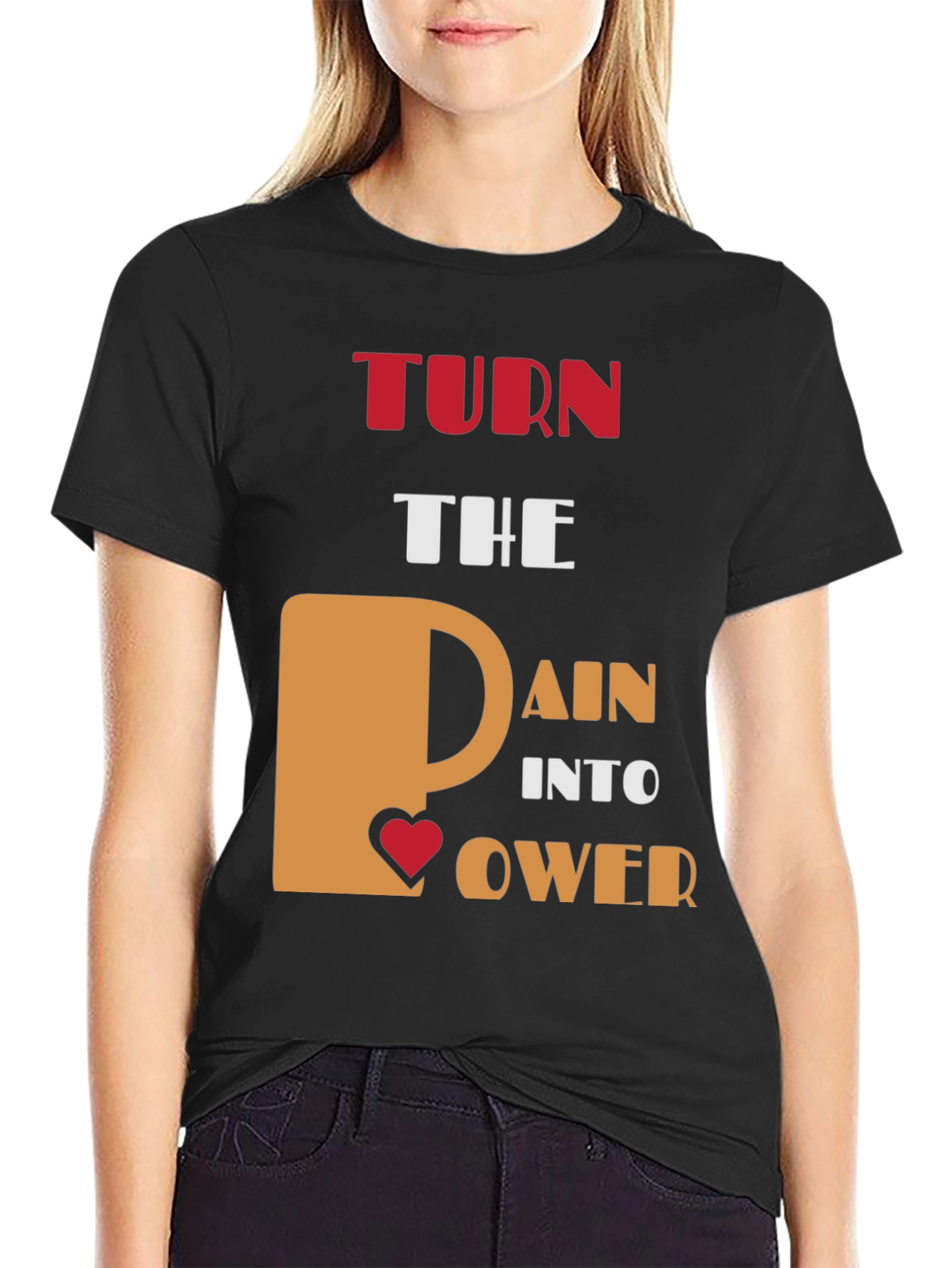 Black Turn Pain Into Power Graphic T-Shirt view 2