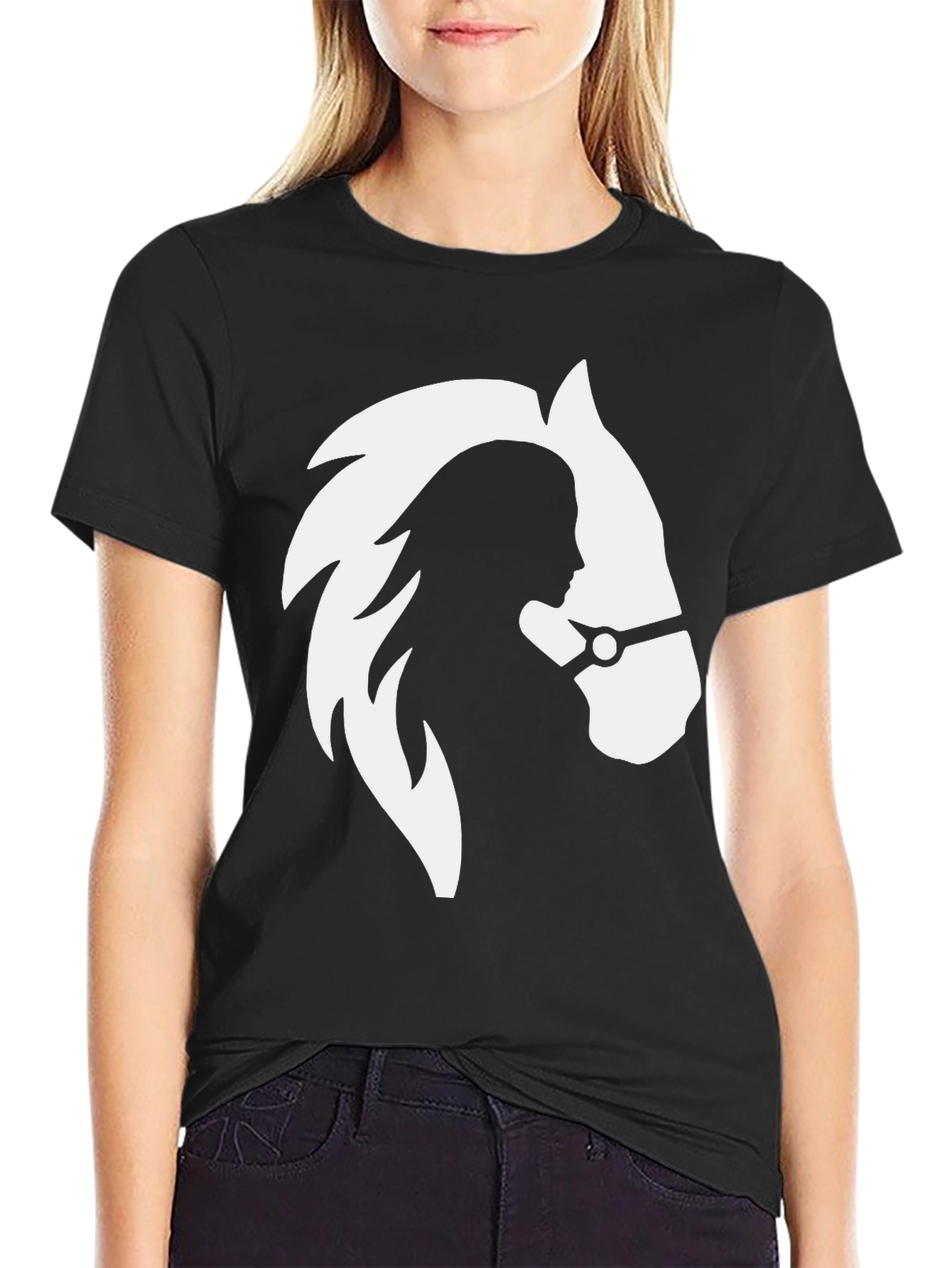 Black Equine Silhouette Graphic Tee - Stylish Unisex T-Shirt view 2