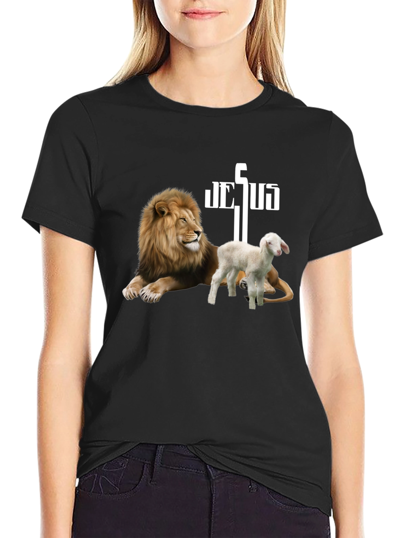 Lion & Lamb Graphic Tee - Religious Christian Apparel - 2
