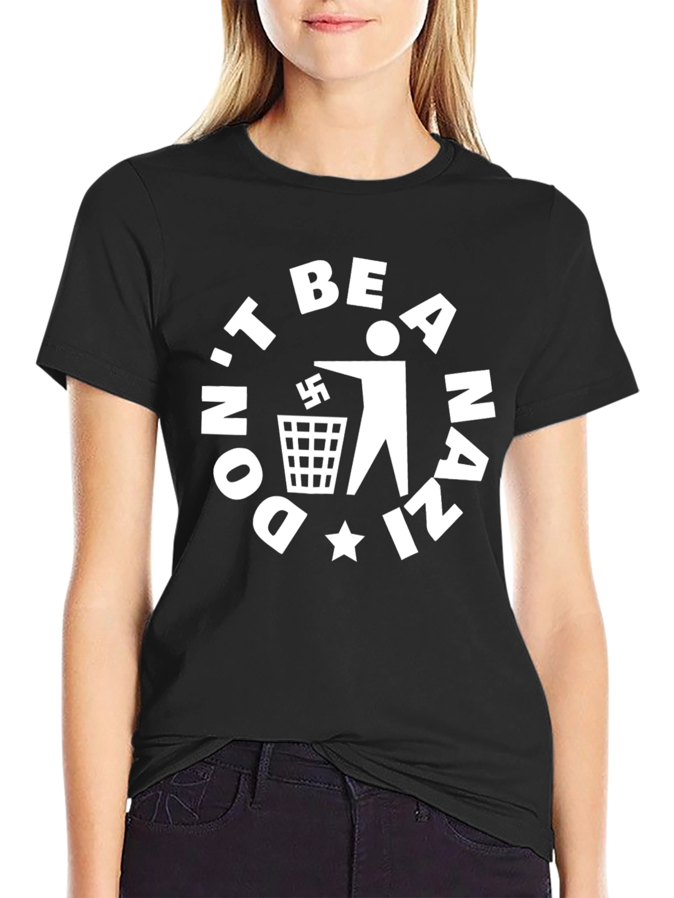 Black Don't Be A Nazi T-Shirt - Anti-Hate Tee view 2