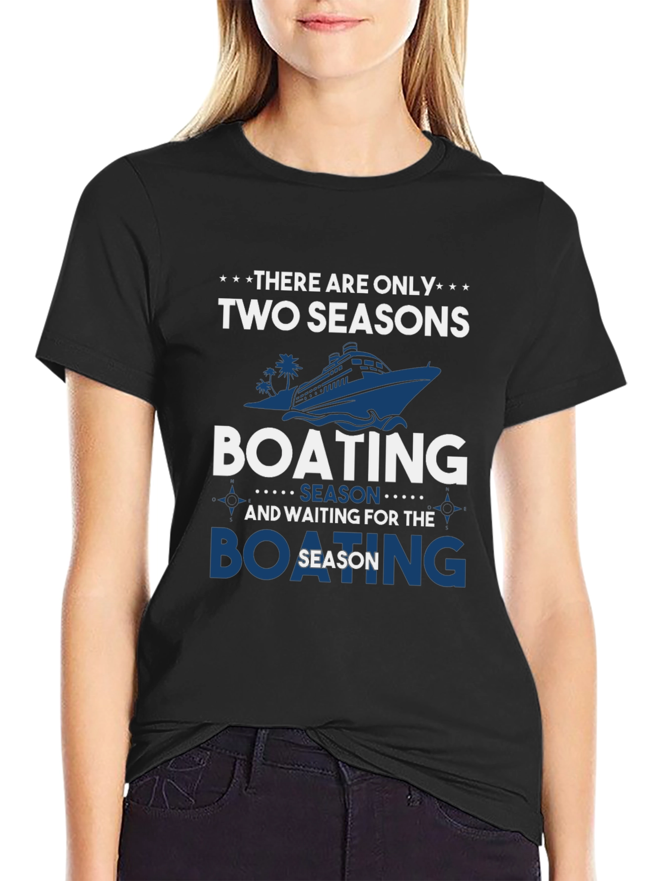 Black Boating Season T-Shirt | Two Seasons Graphic Tee view 2