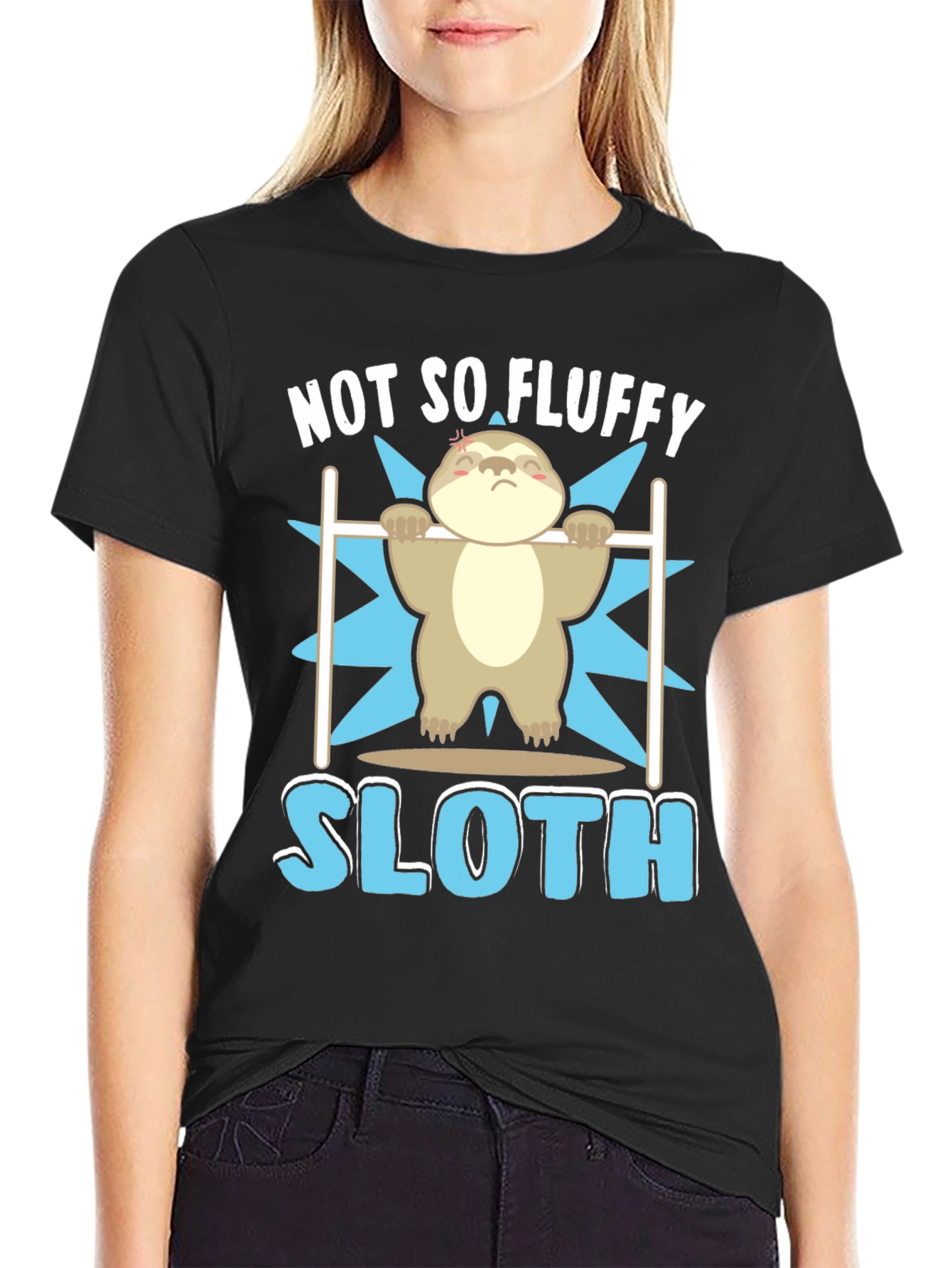 Black Not So Fluffy Sloth Gym T-Shirt view 2