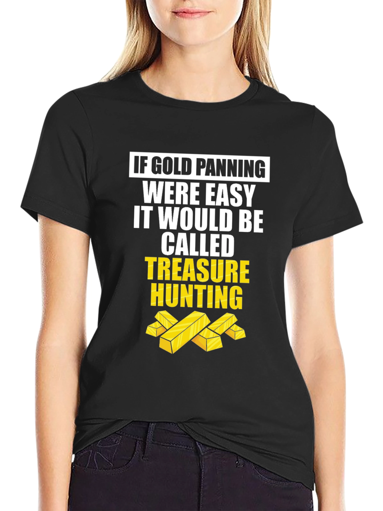 Black Gold Panning Funny T-Shirt - Treasure Hunting Tee view 2