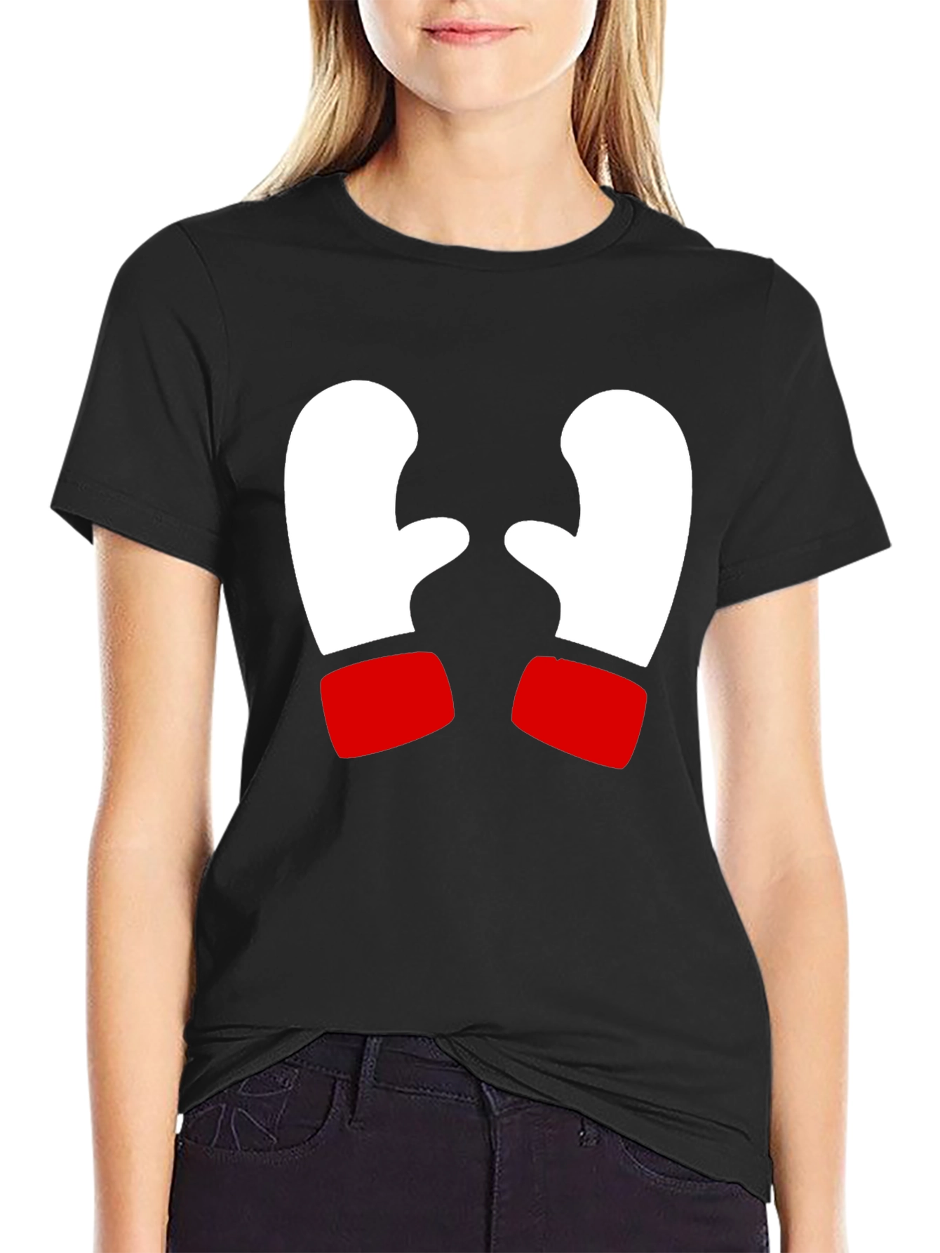 Black Festive Mitten Graphic Tee - Holiday Cheer! view 2