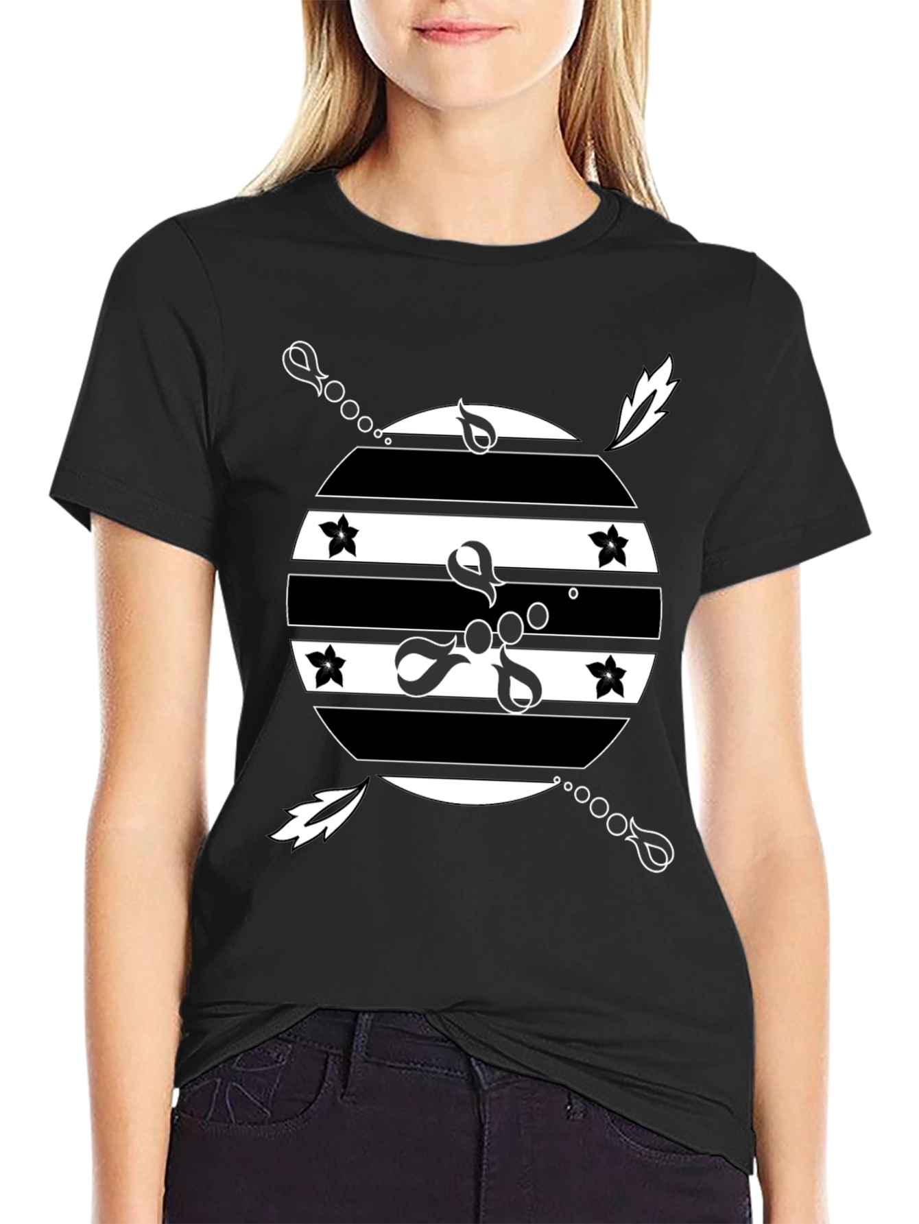 Black Men's Black Graphic T-Shirt - Retro Design view 2