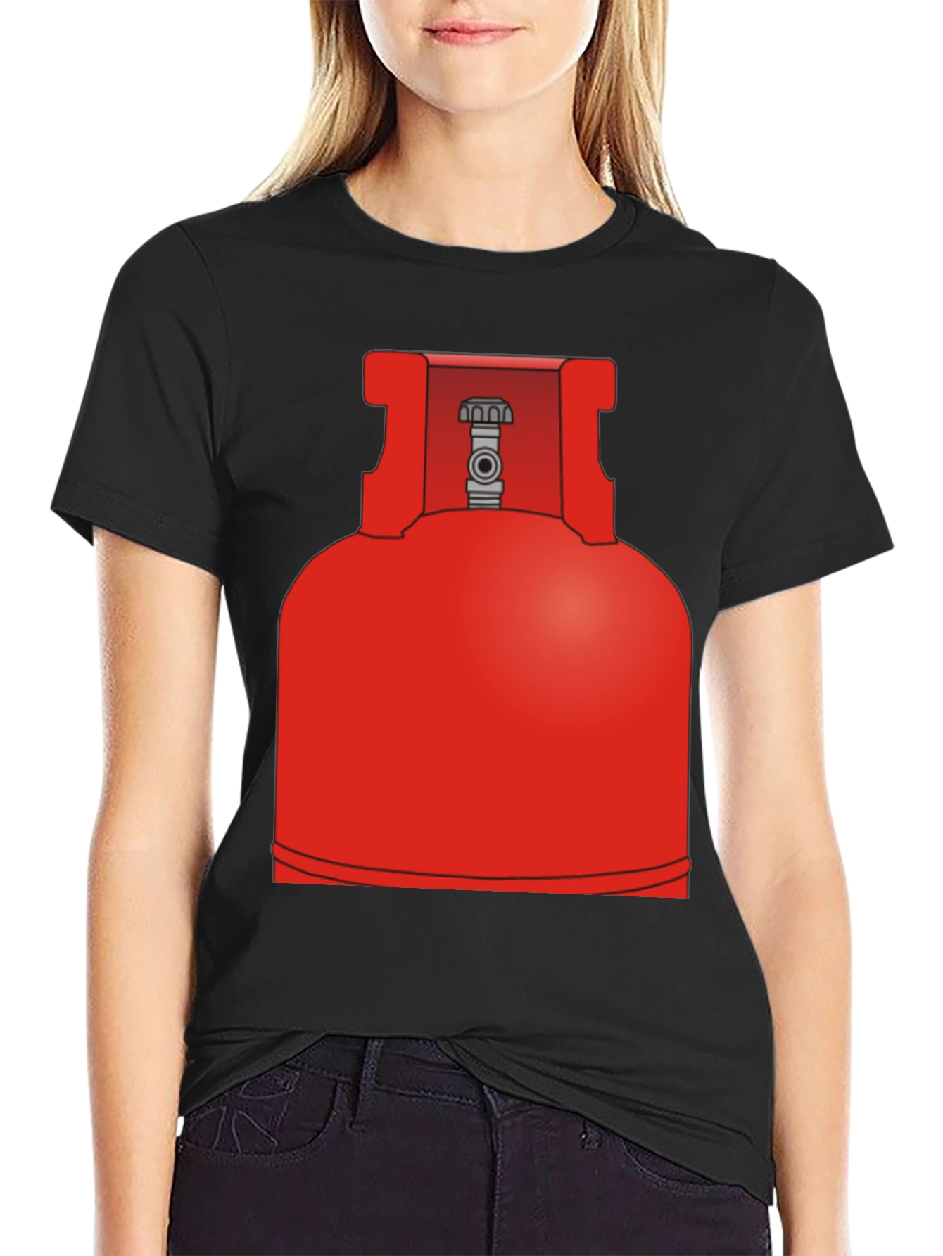 Black Red Propane Tank Graphic Tee - Bold & Unique Design view 2