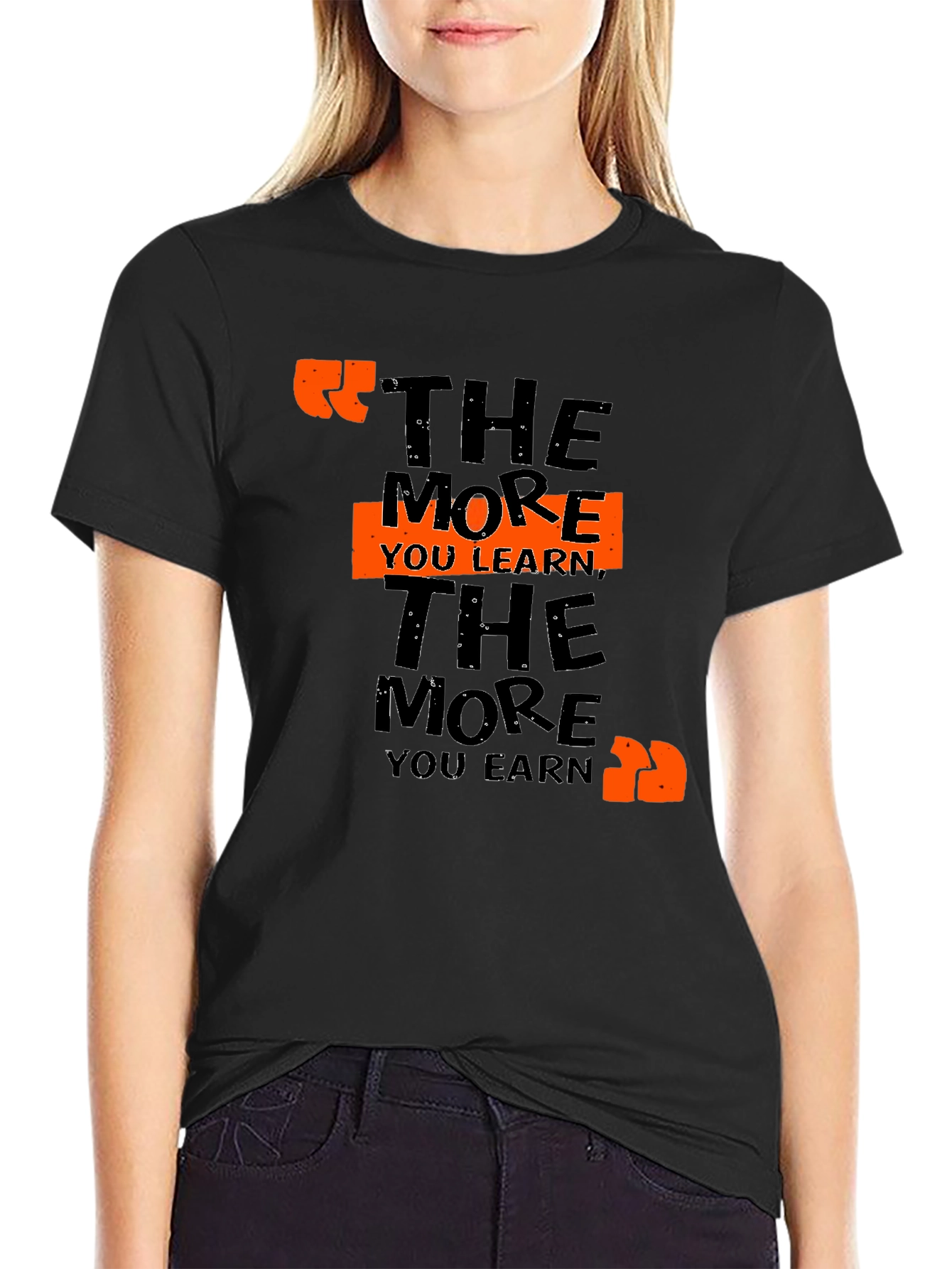 Black The More You Learn T-Shirt view 2