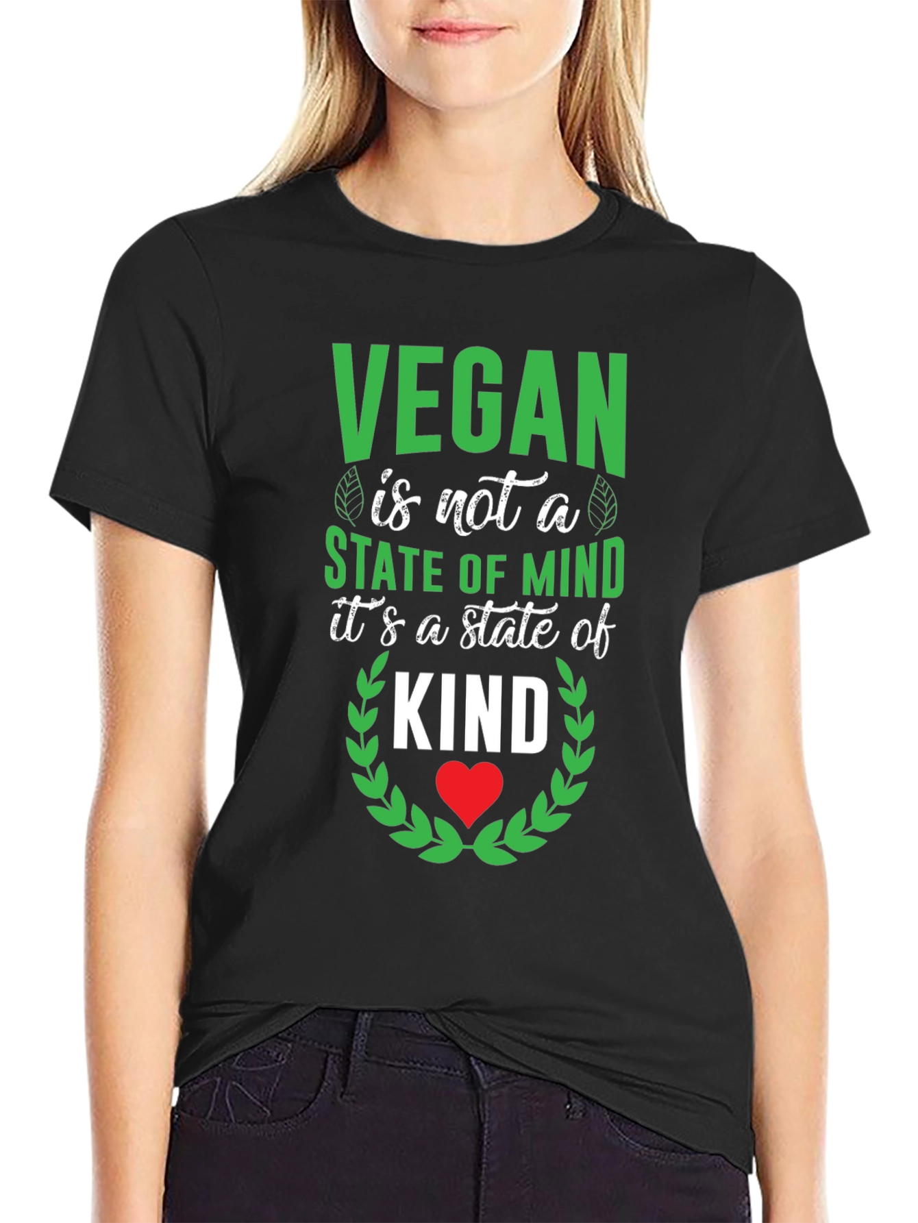 Vegan State of Kind Graphic Tee - Unisex Black T-Shirt - 2
