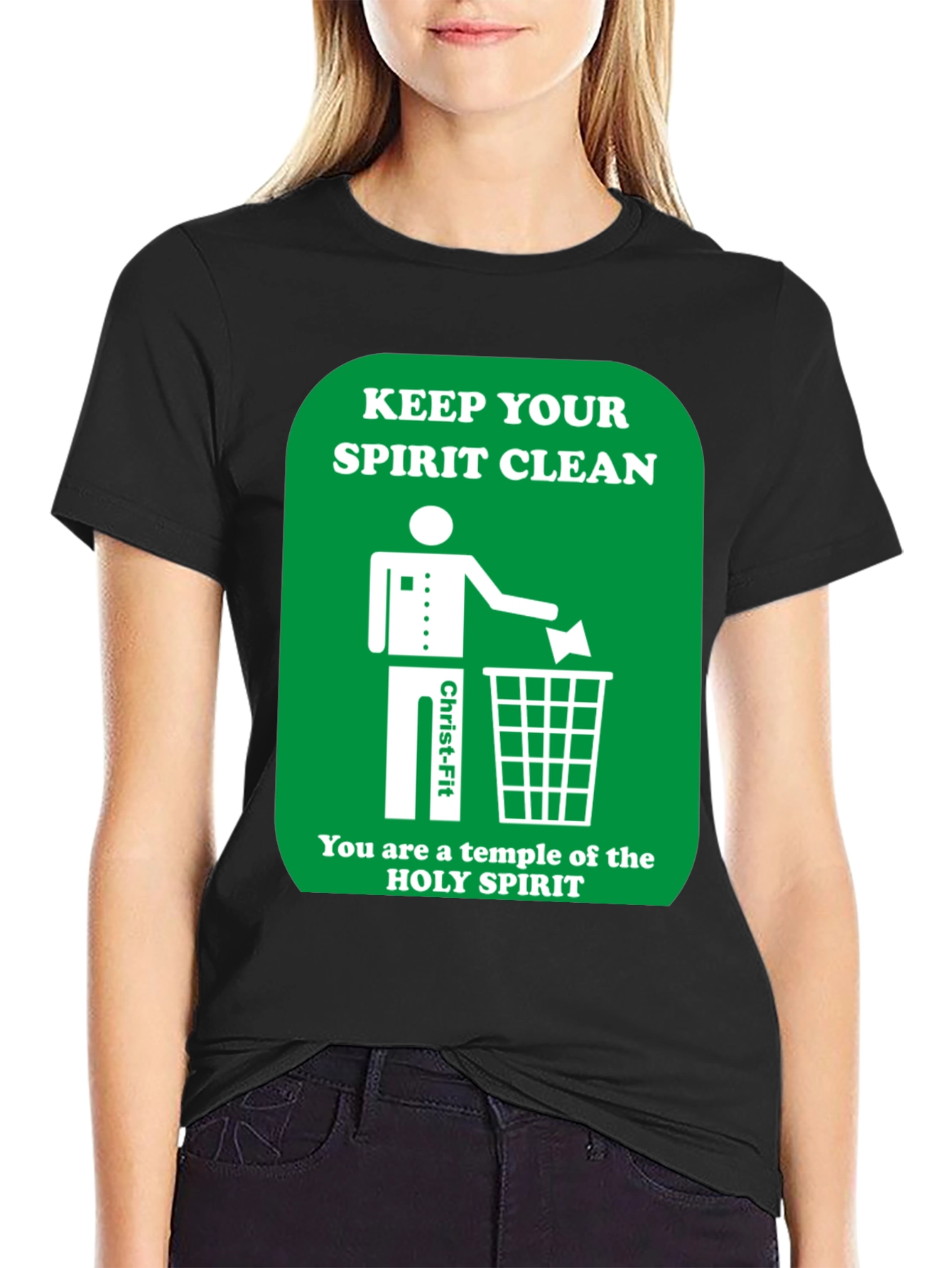 Black Keep Your Spirit Clean Graphic T-Shirt view 2