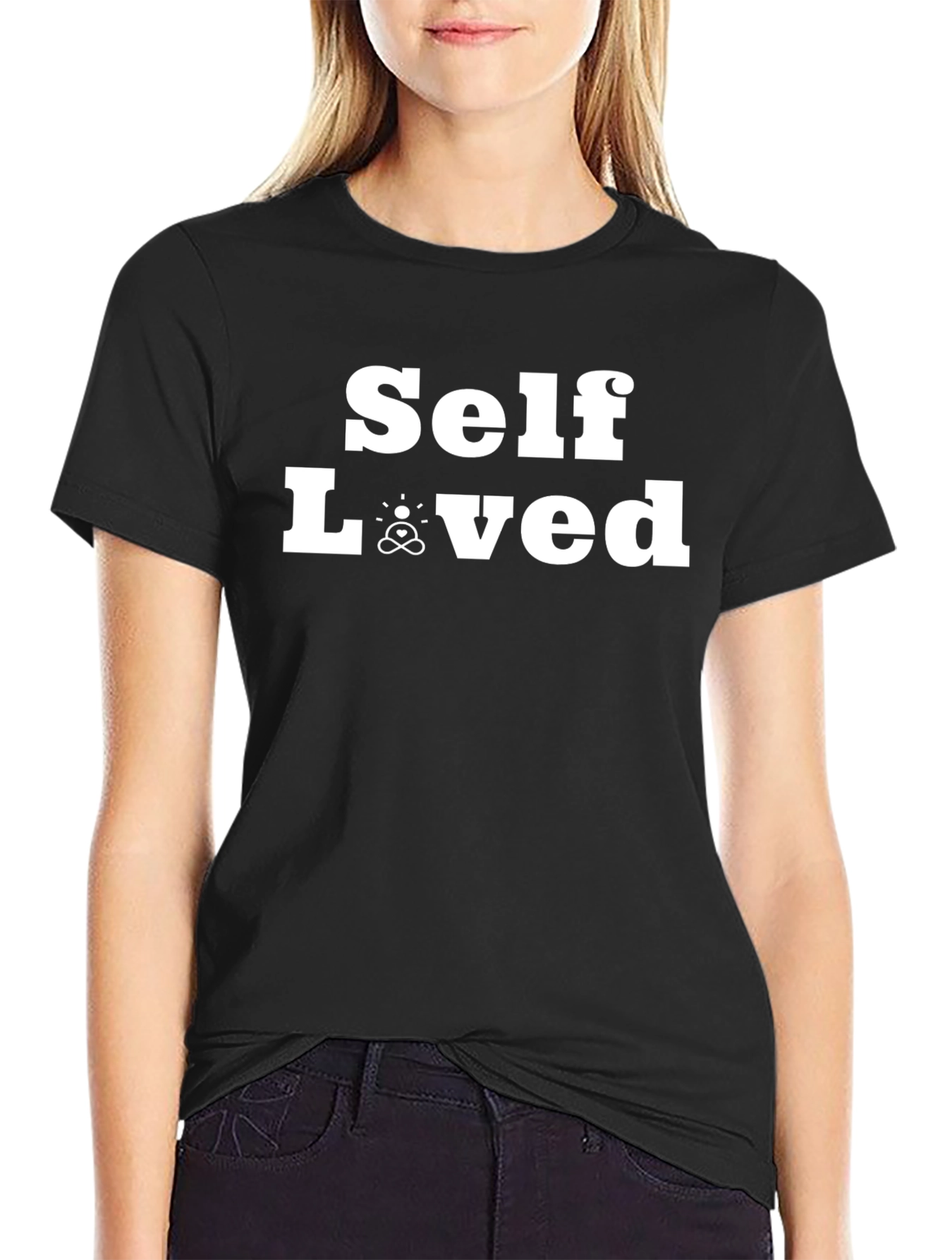 Black Self Loved Graphic Tee - Black Cotton Comfort view 2