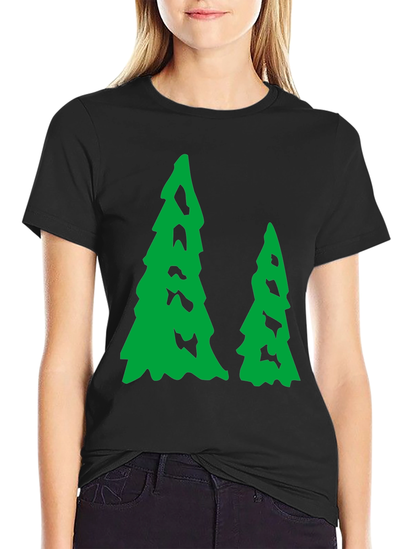 Black Evergreen Trees Black T-Shirt view 2