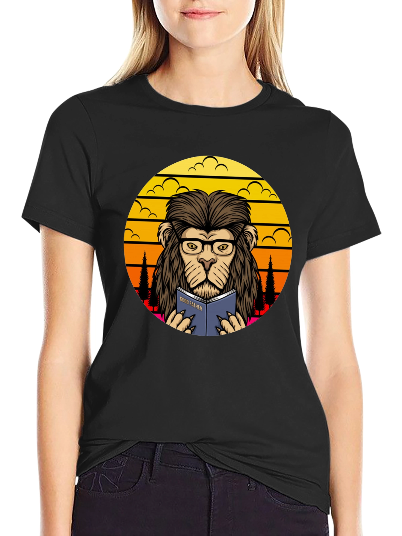 Black Lion Godfather Book T-Shirt view 2