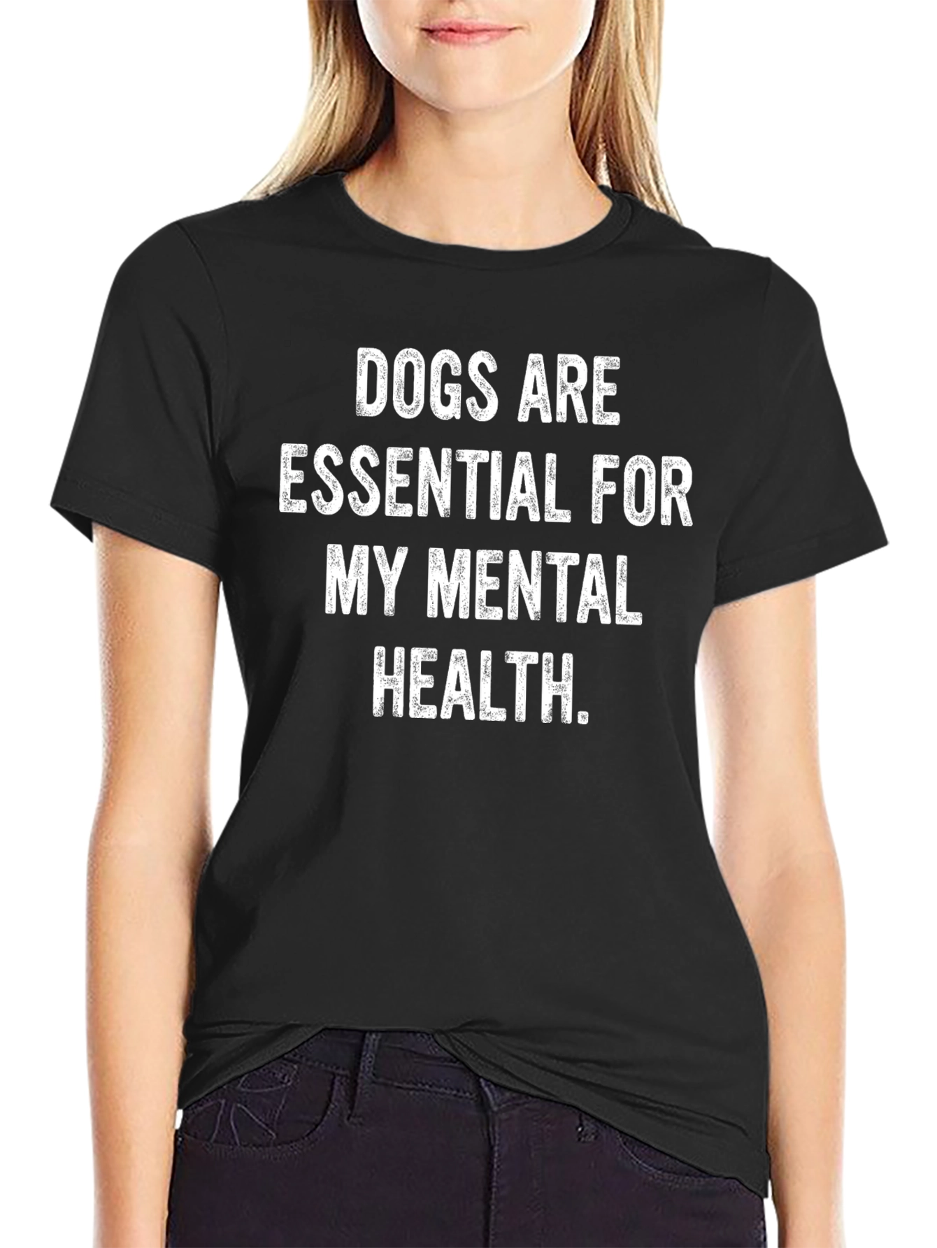 Black Dogs Are Essential Mental Health Black T-Shirt view 2