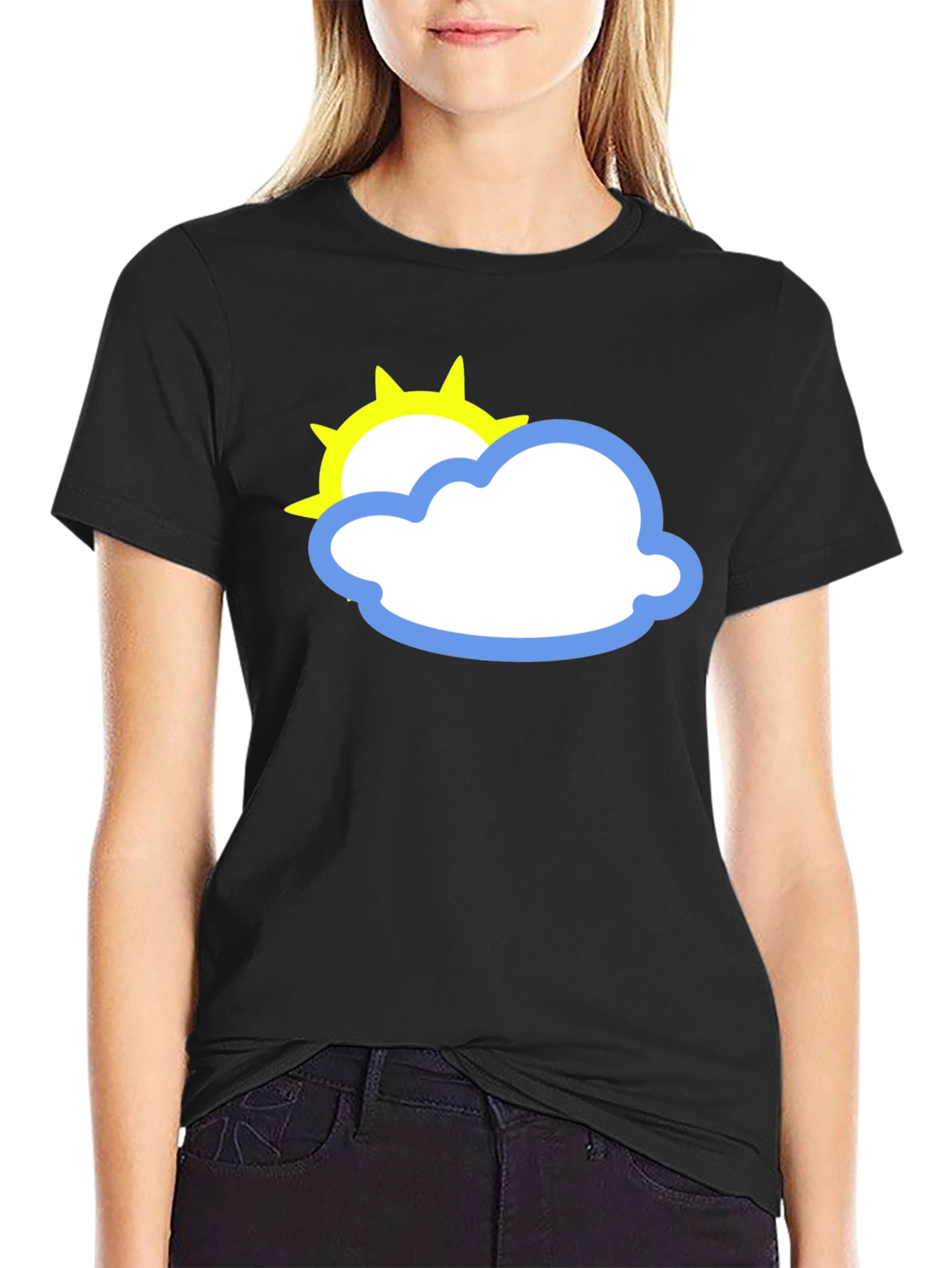 Black Black Tee with Sun and Cloud Graphic view 2