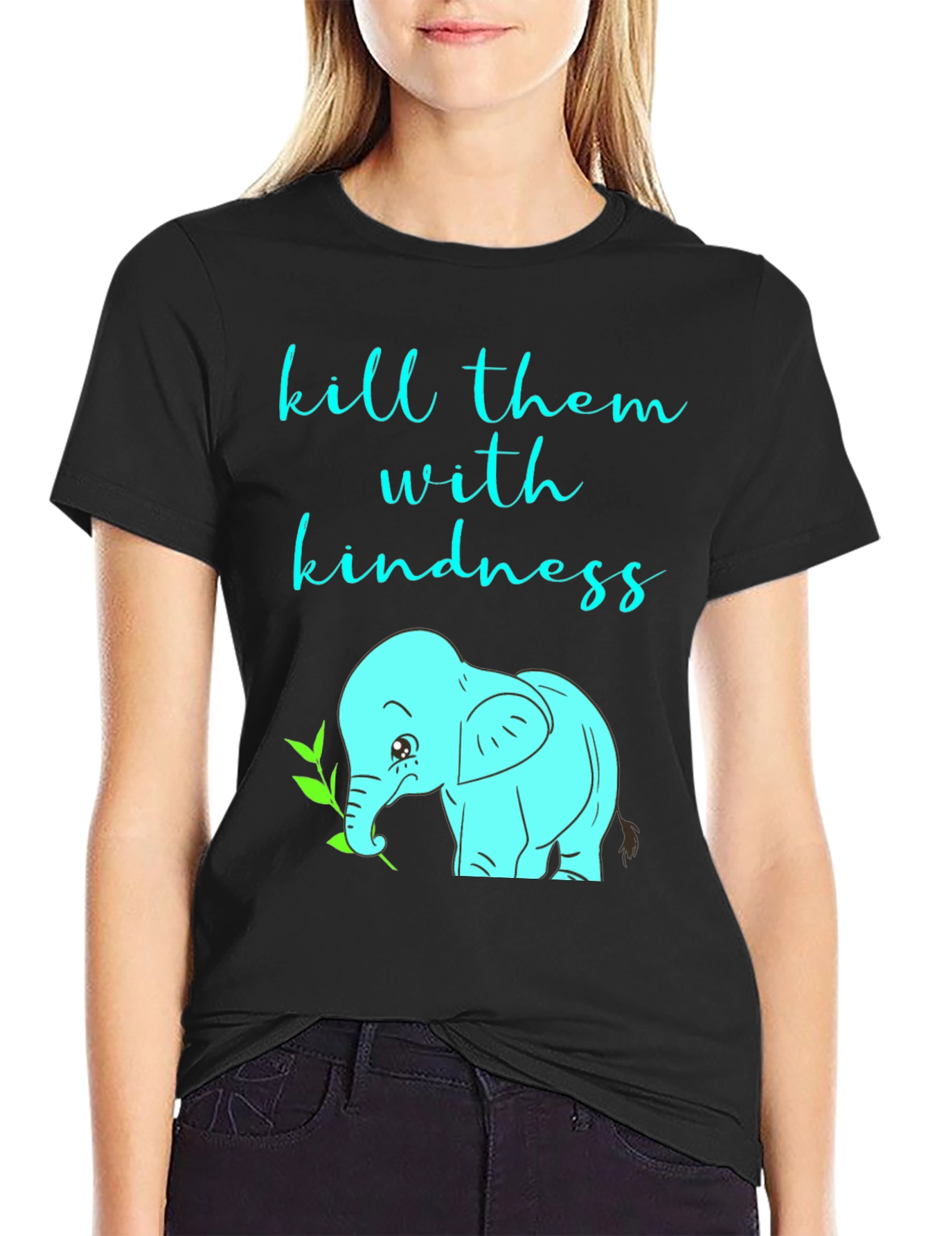 Black Kindness Elephant Graphic Tee - Unisex Soft Cotton T-Shirt view 2