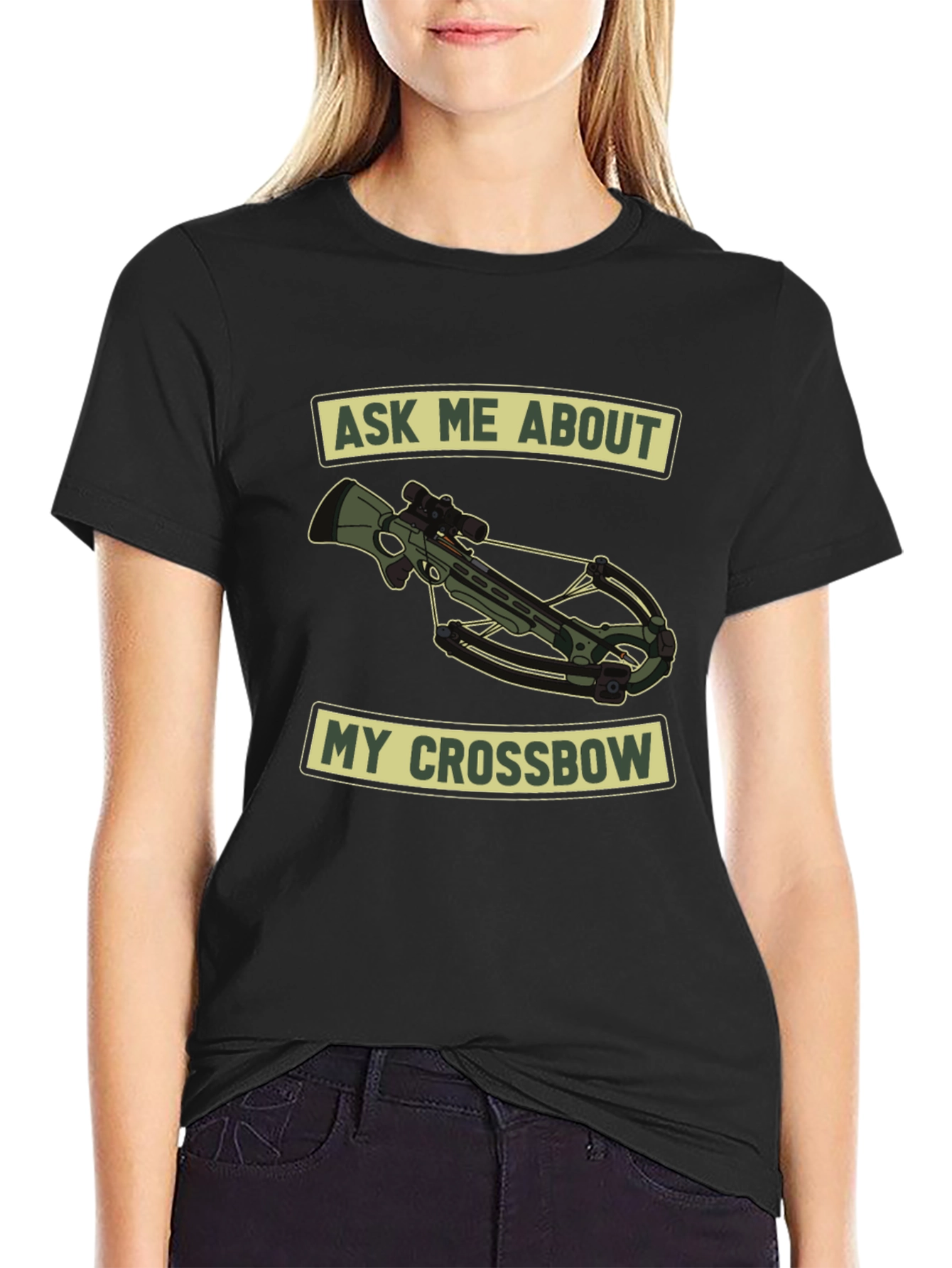 Black Ask Me About My Crossbow T-Shirt view 2