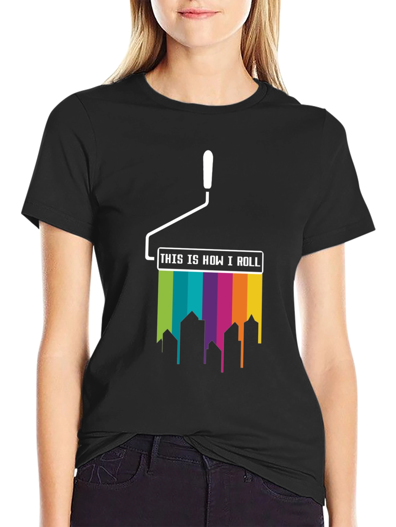 Black Paint Roller How I Roll T-Shirt view 2