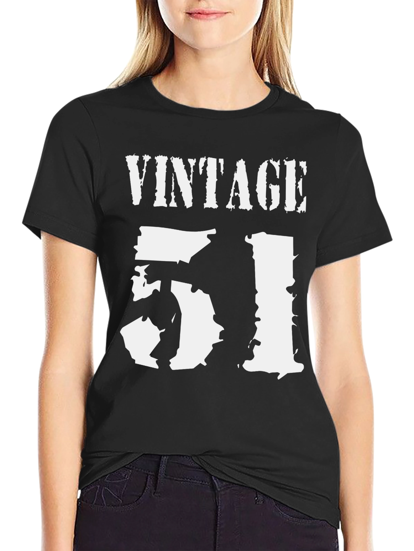 Black Vintage 51 T-Shirt - Birthday Gift view 2