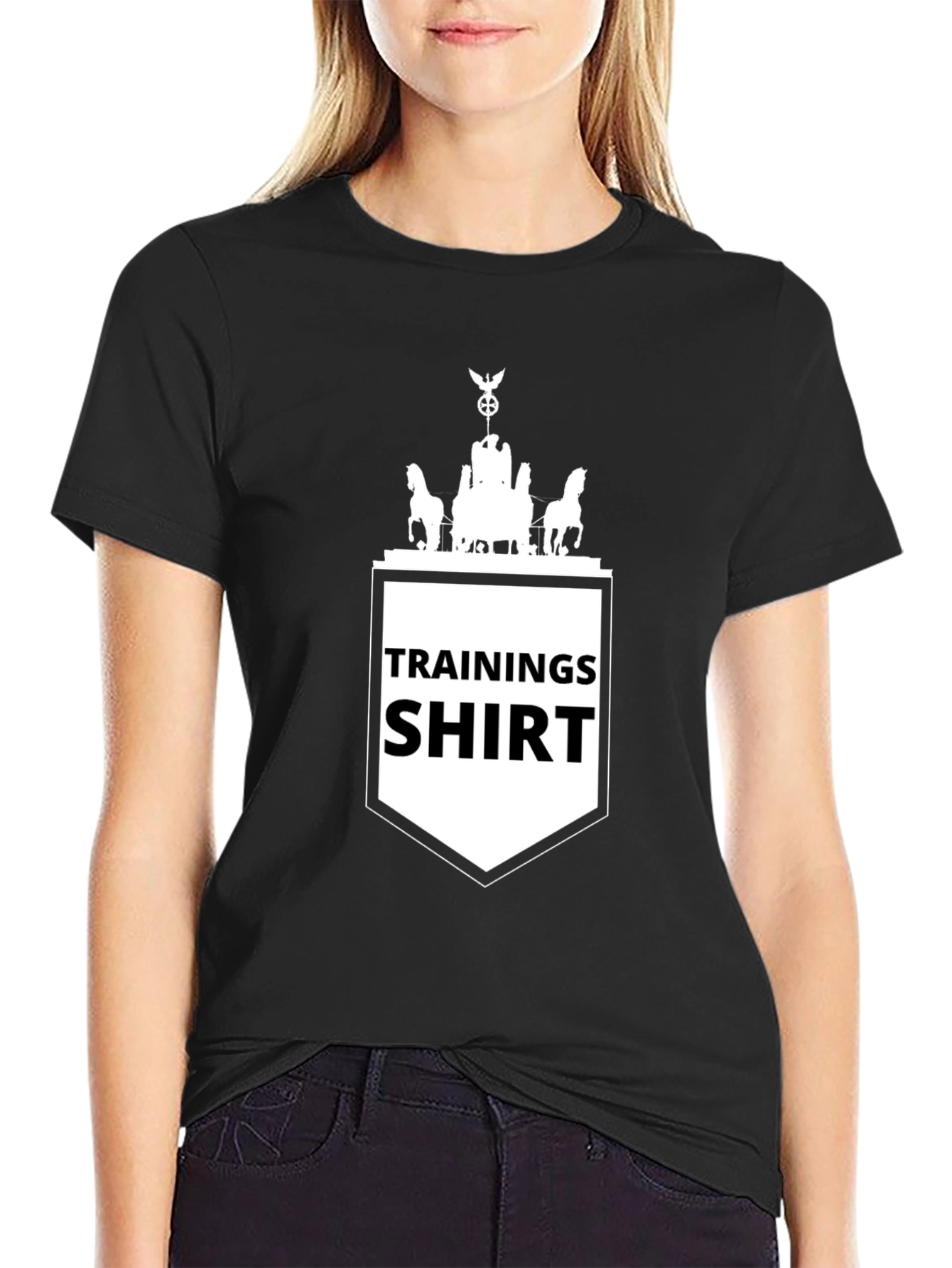 Black Training Shirt Tee - Berlin Landmark Graphic view 2