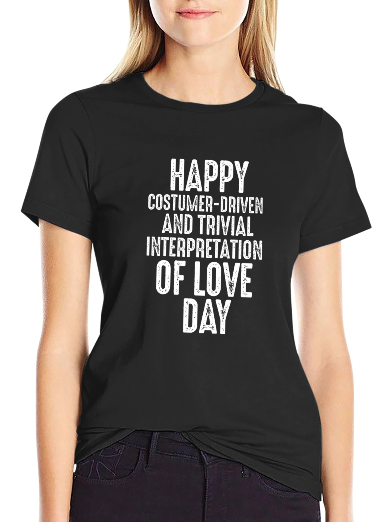 Black Funny Anti-Valentine's Day T-Shirt - Love Day Interpretation view 2