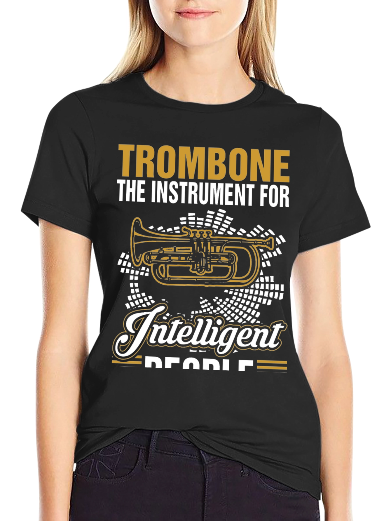 Black Trombone for Intelligent People T-Shirt view 2