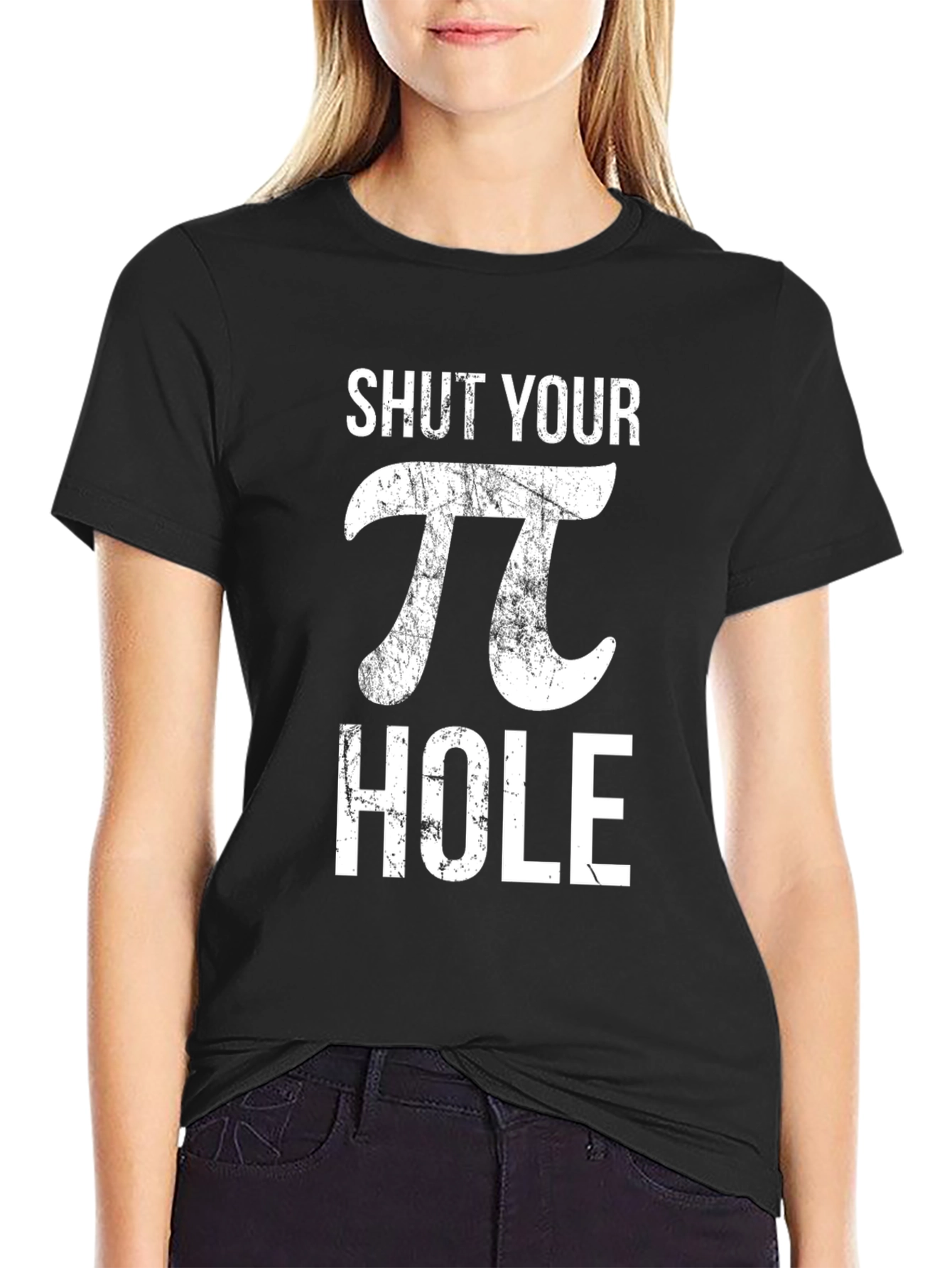 Black Shut Your Pi Hole Graphic Tee - Black Cotton T-Shirt view 2