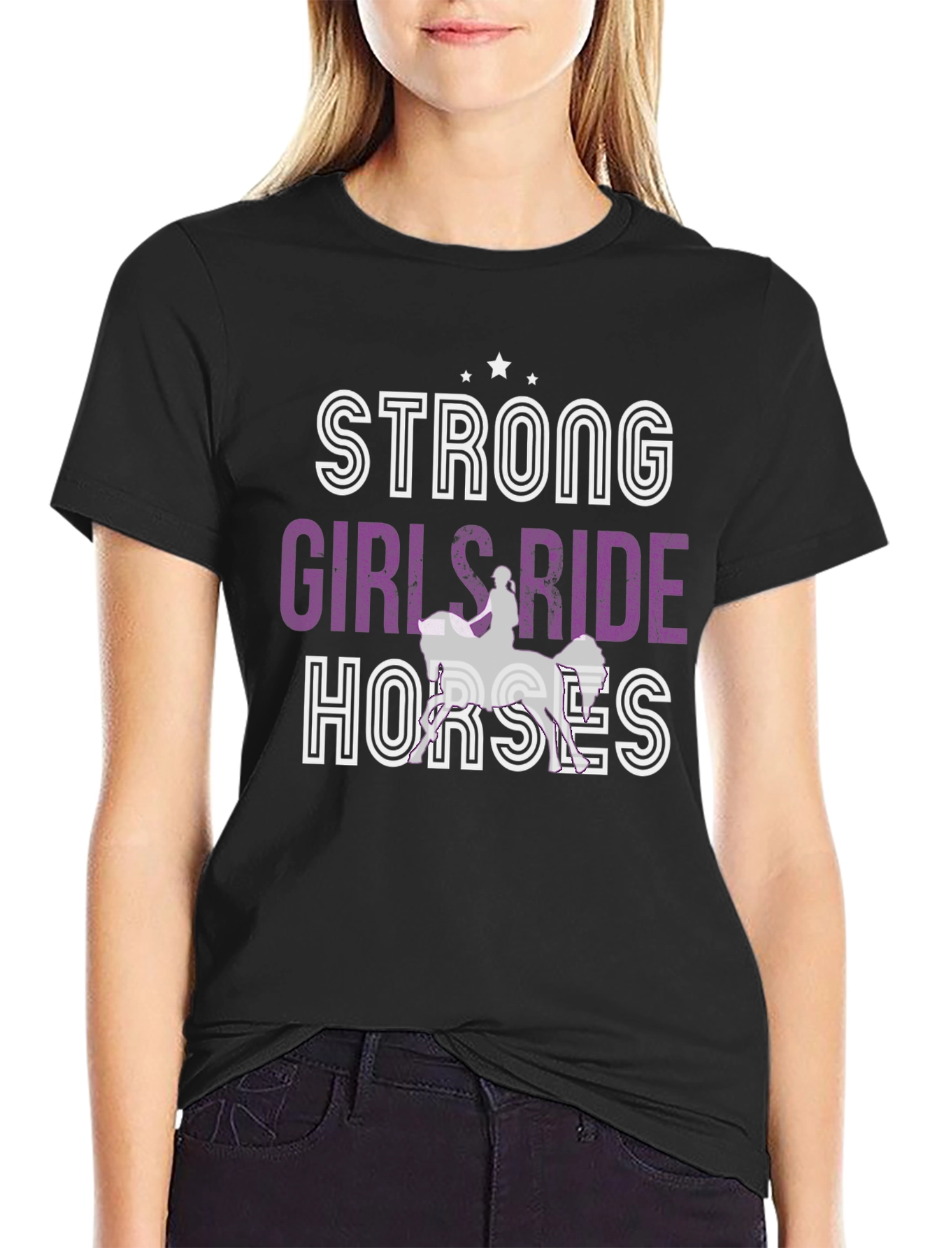 Black Strong Girls Ride Horses Graphic Tee view 2
