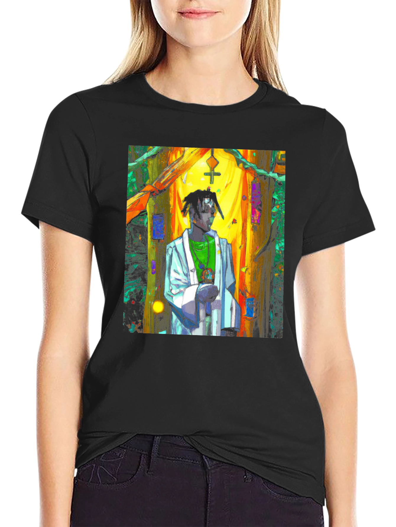 Black Abstract Priest Black T-Shirt Unique Art view 2