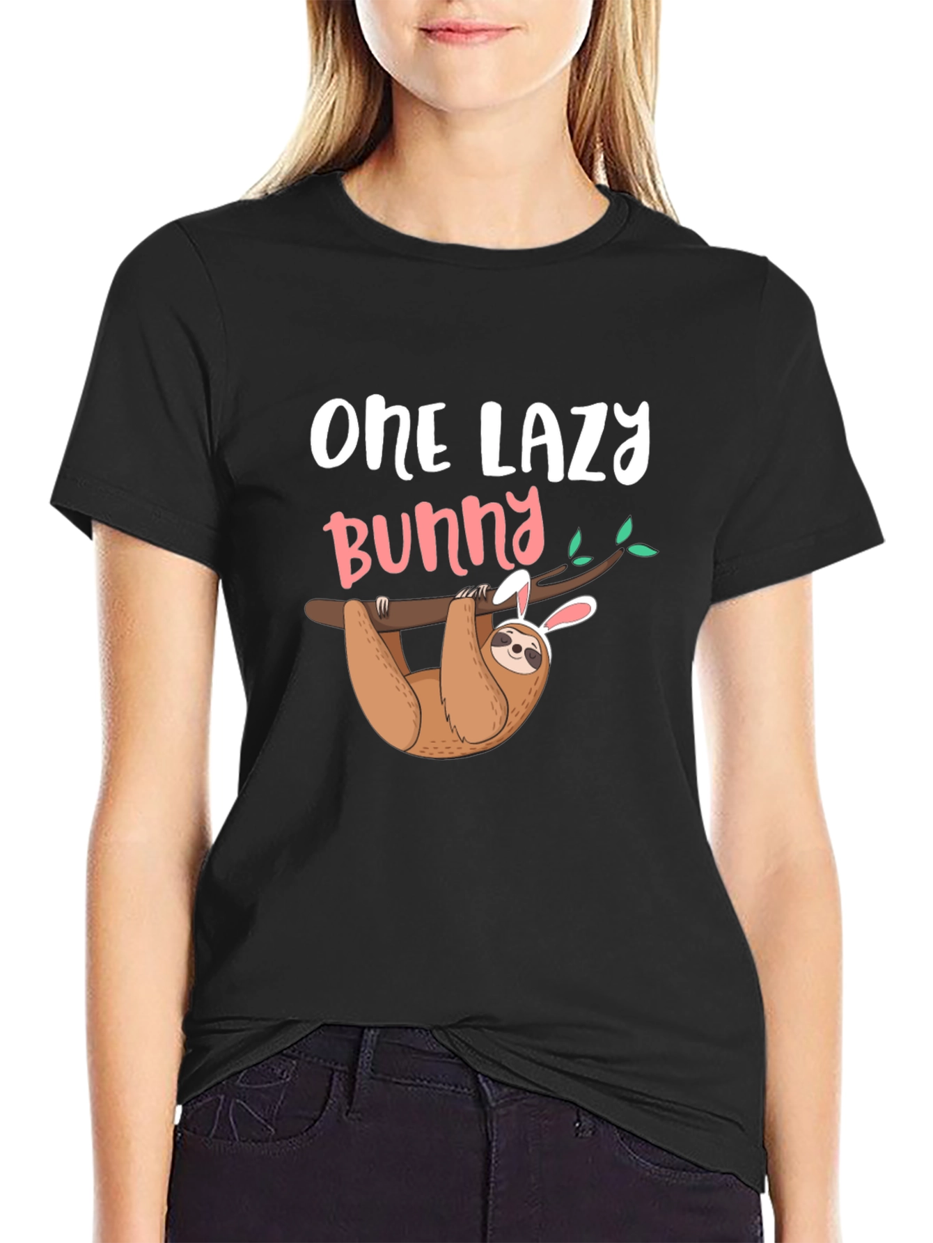 Black One Lazy Bunny Sloth Graphic Tee view 2