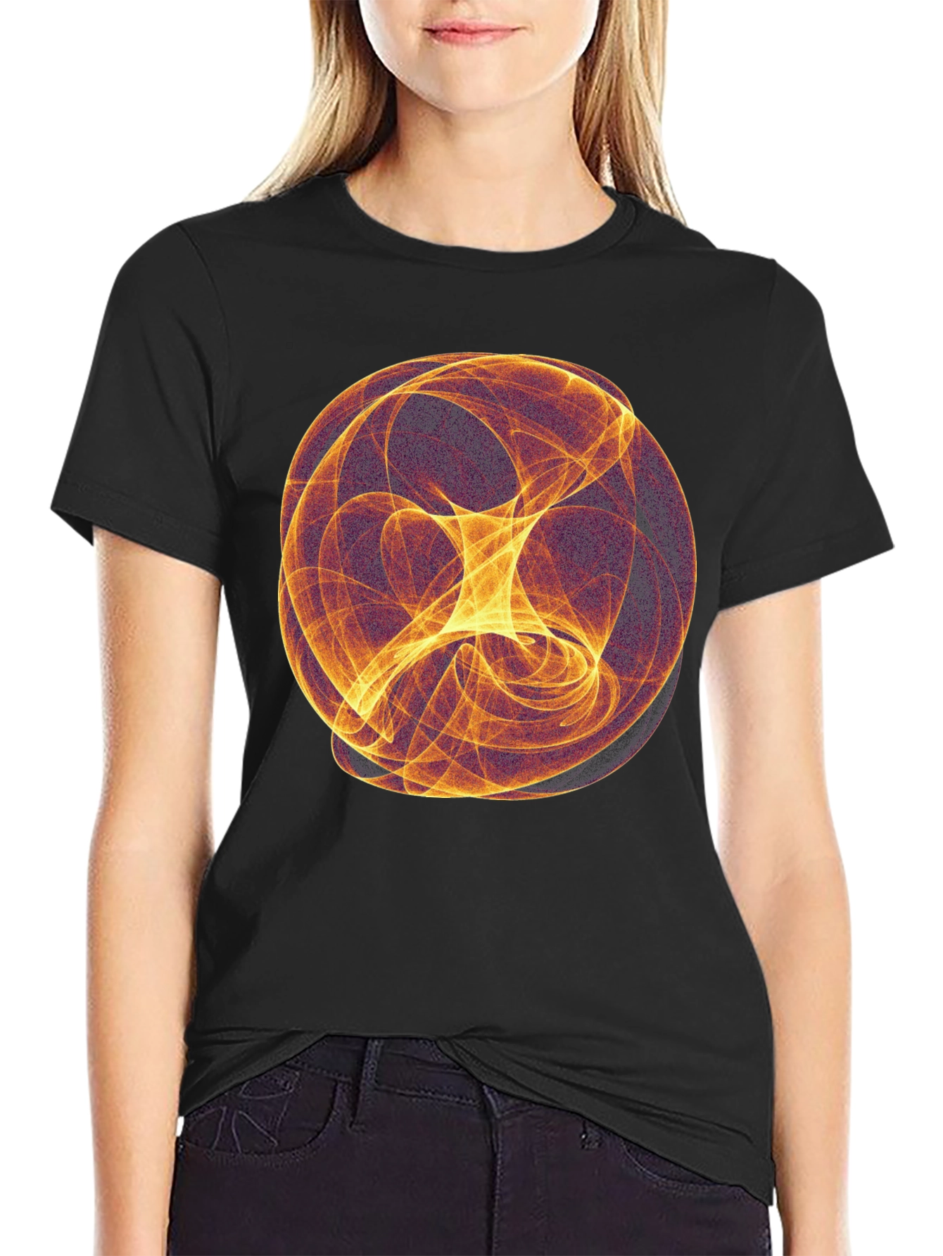 Black Abstract Sphere Graphic Black T-Shirt view 2