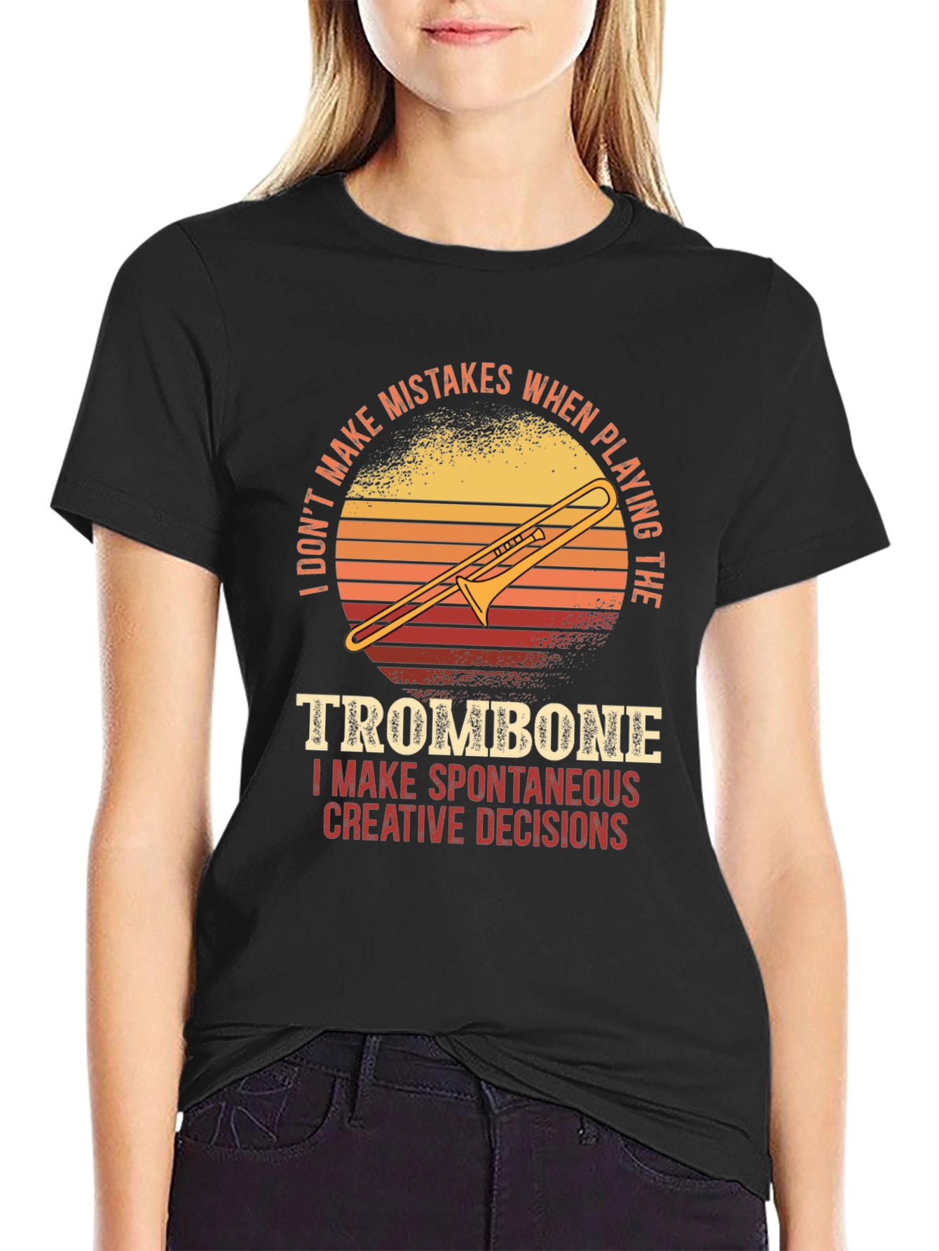 Black Trombone Player Graphic Tee - Spontaneous Creative Decisions view 2
