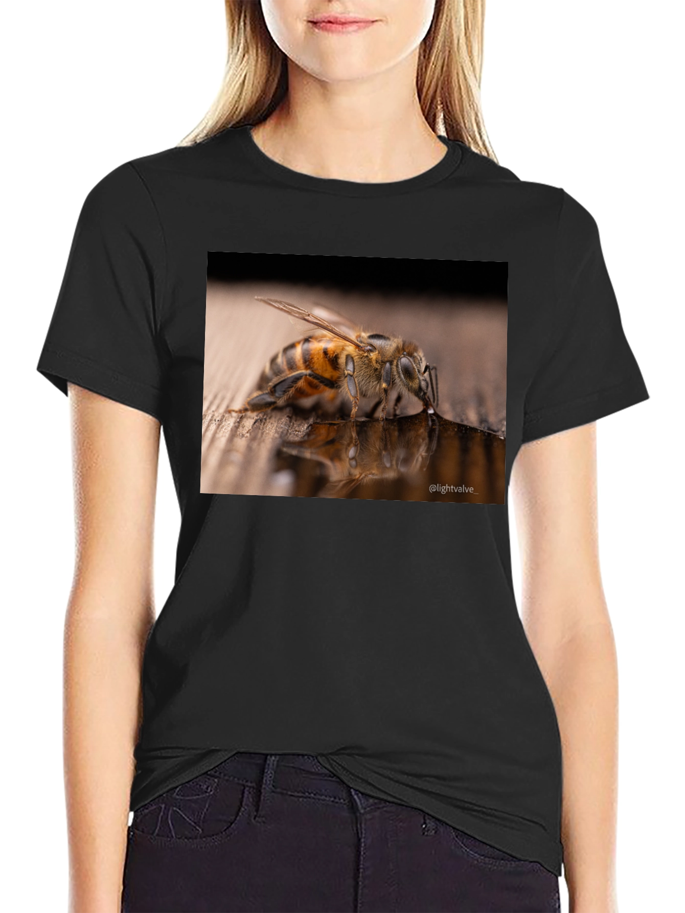 Black Bee Drinking T-Shirt - Nature Lover Tee view 2