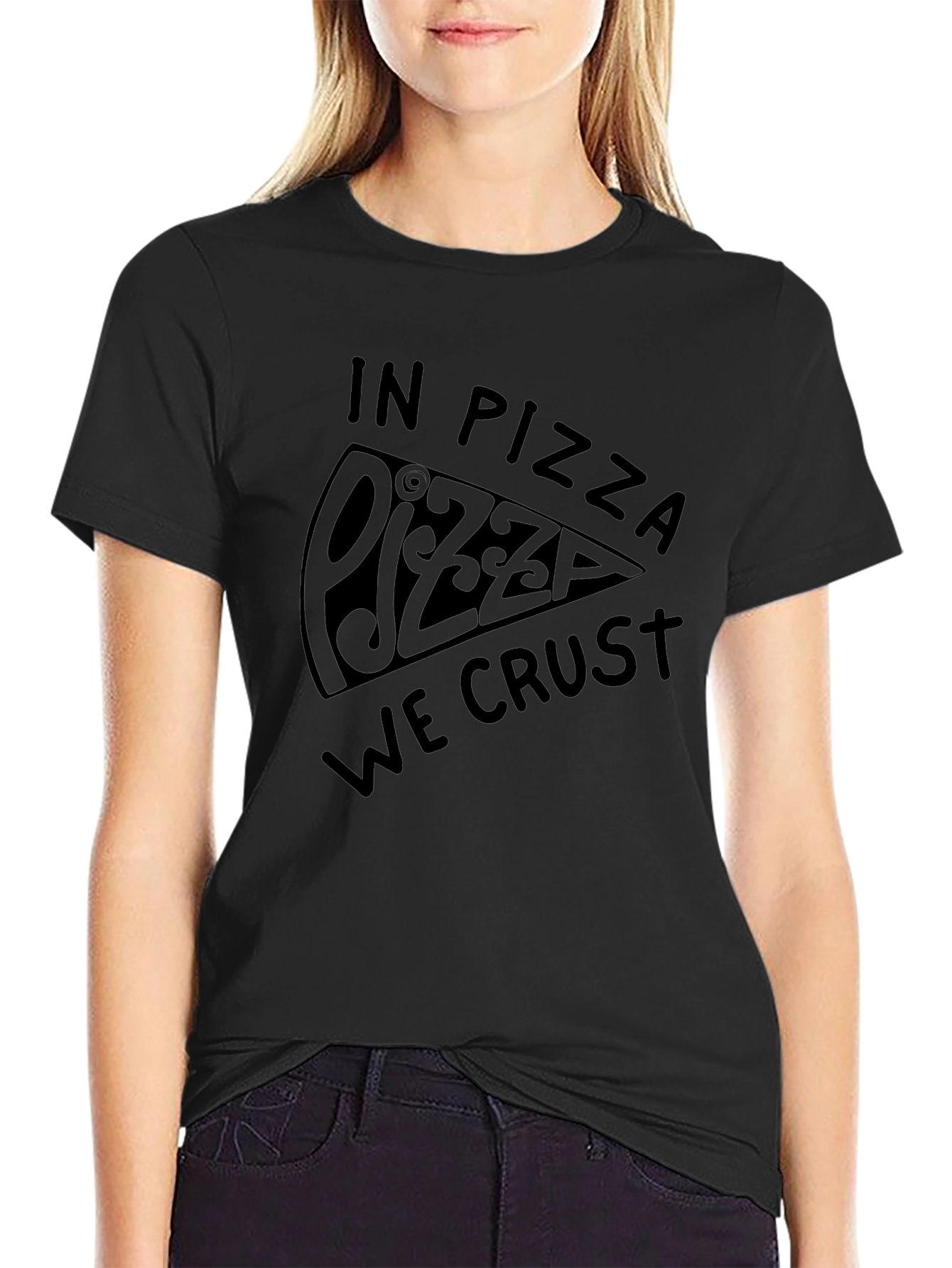 Black Pizza We Crust Graphic Tee - Black view 2