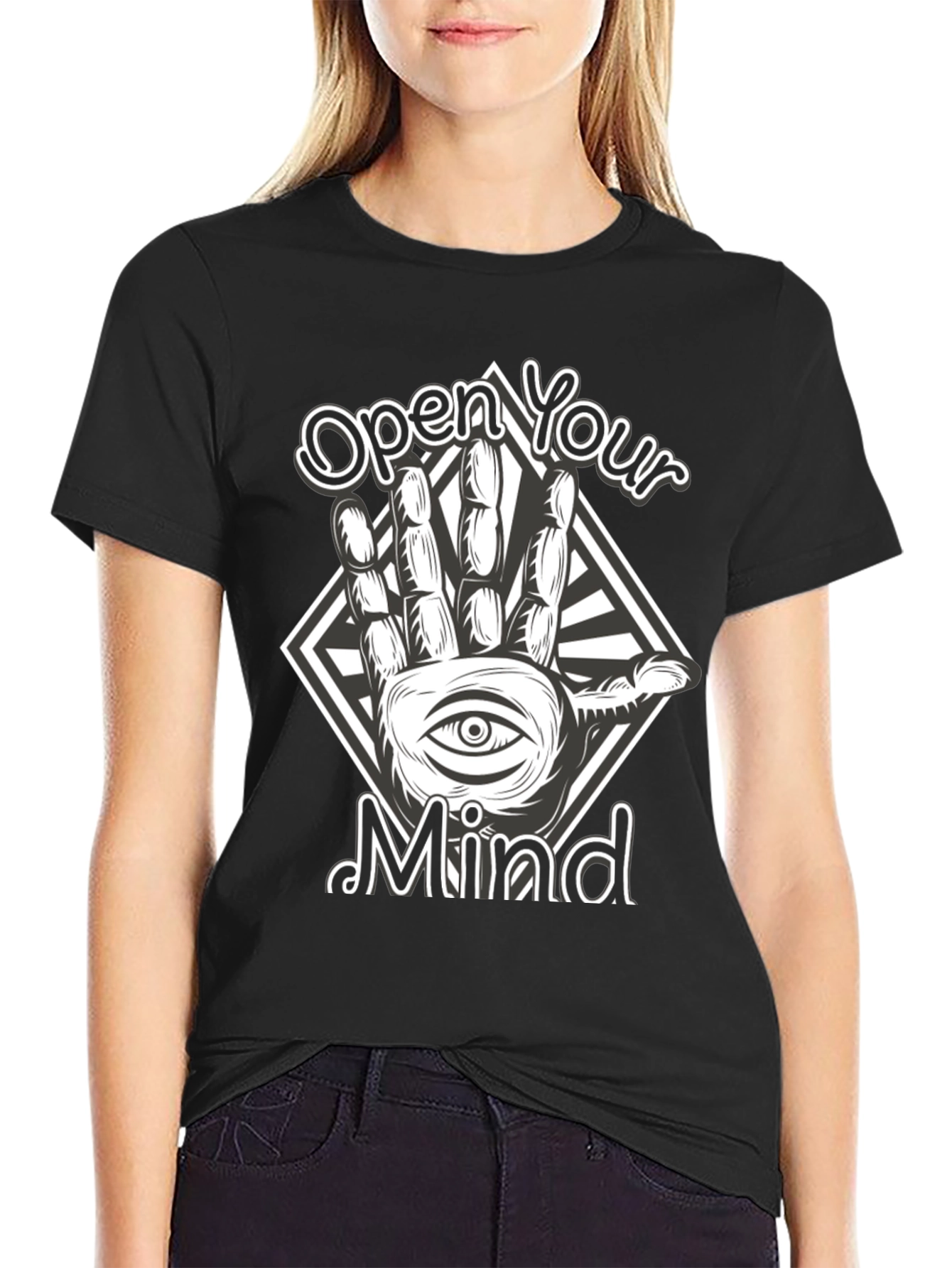 Black Open Your Mind Graphic Tee - Black T-Shirt view 2
