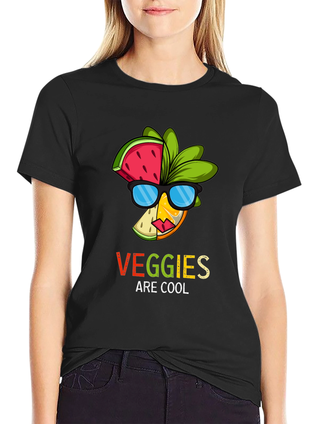 Black Cool Veggies T-Shirt view 2