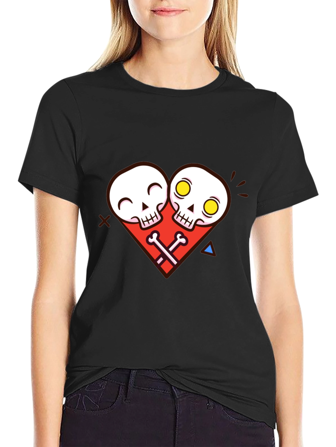 Black Skull Heart Graphic Tee - Unique Edgy Style view 2