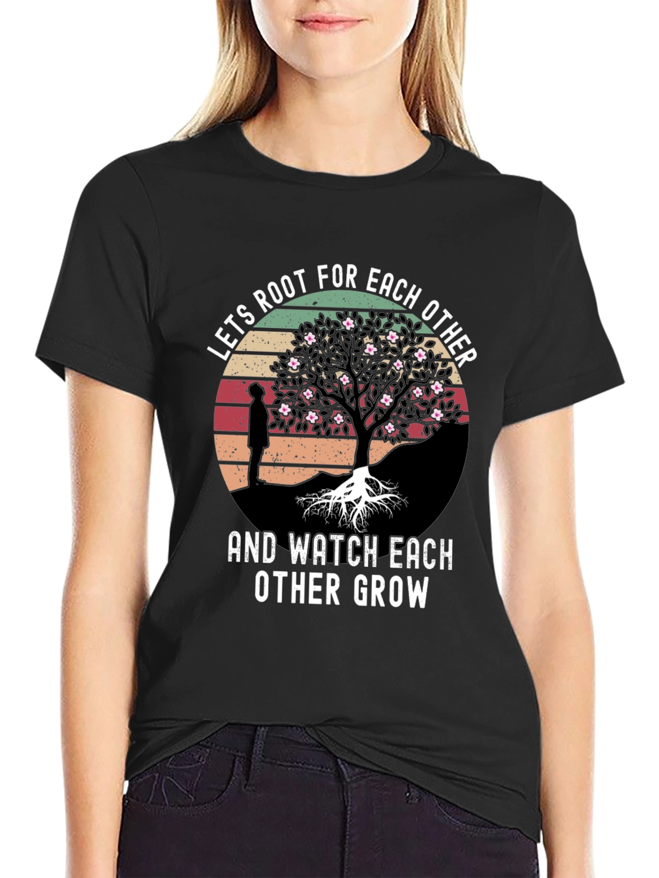Black Lets Root For Each Other Graphic Tee view 2