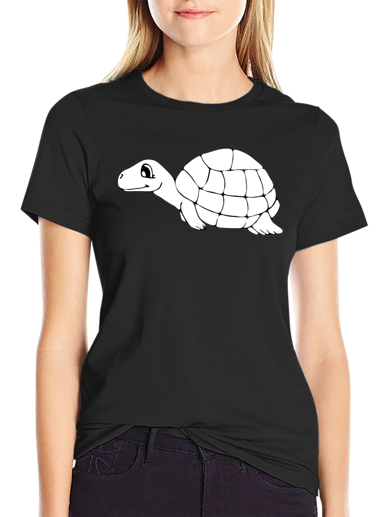 Black Turtle Graphic Tee - Black Cotton T-Shirt view 2