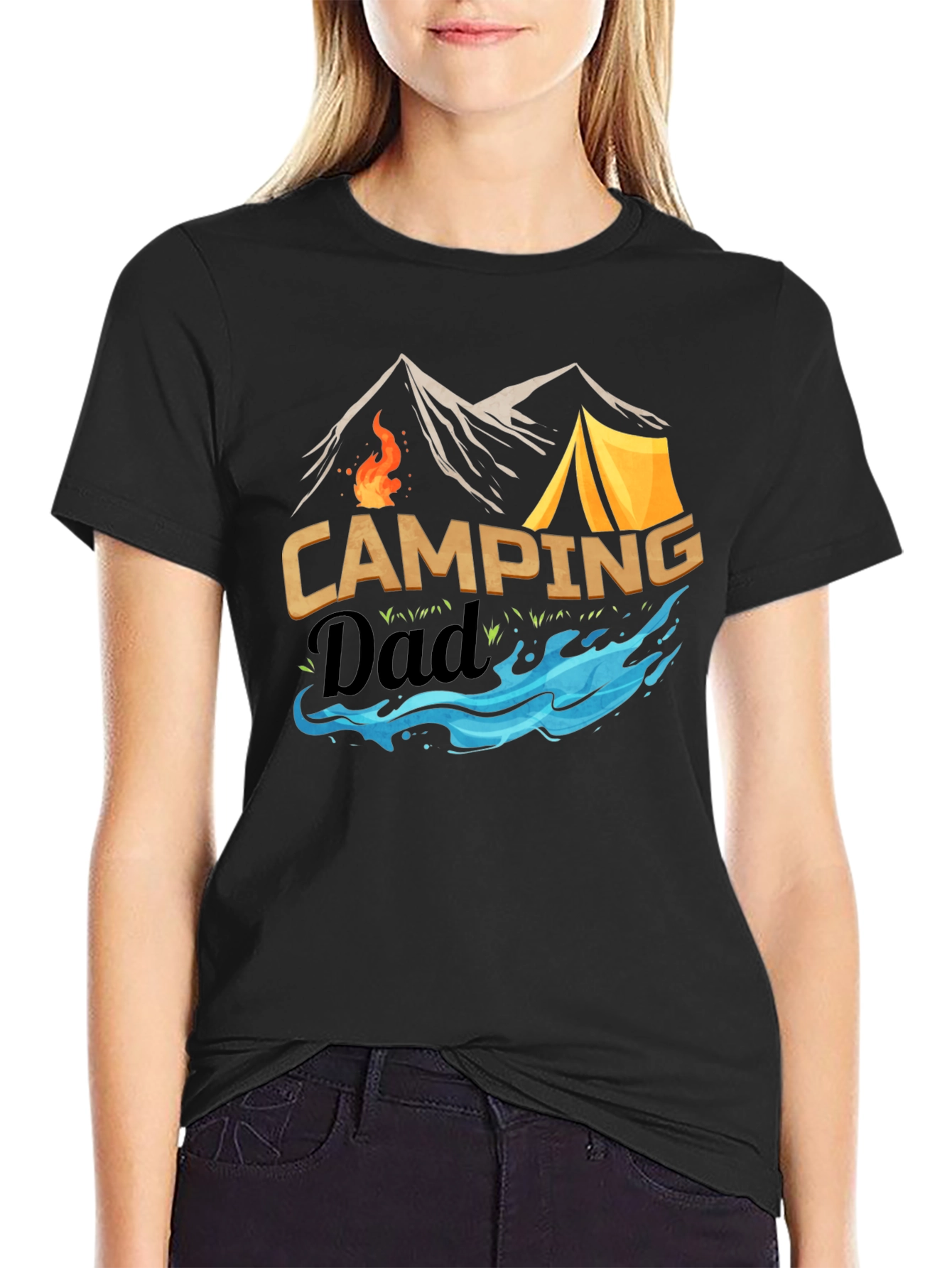 Black Camping Dad T-Shirt: Adventure Awaits! view 2