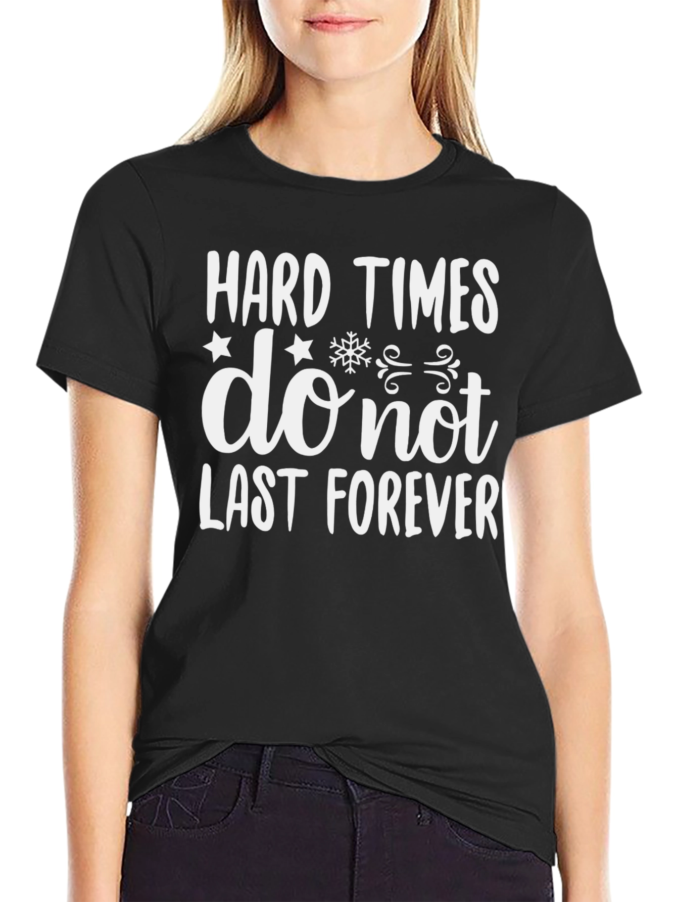 Black Hard Times T-Shirt: Inspirational Graphic Tee view 2