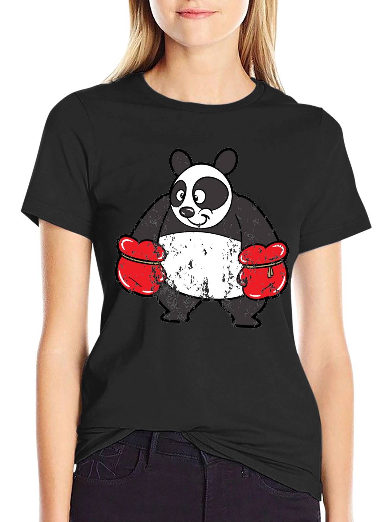 Black Panda Boxer Graphic Tee - Funny Novelty Shirt view 2