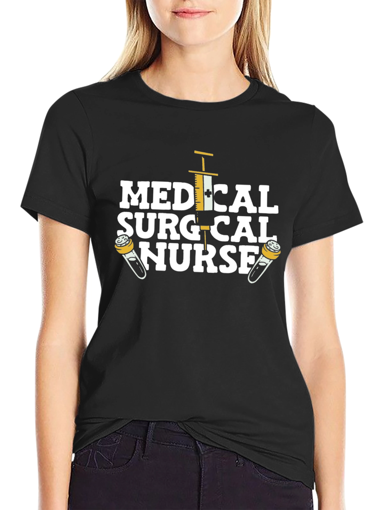 Black Medical Surgical Nurse Graphic T-Shirt view 2