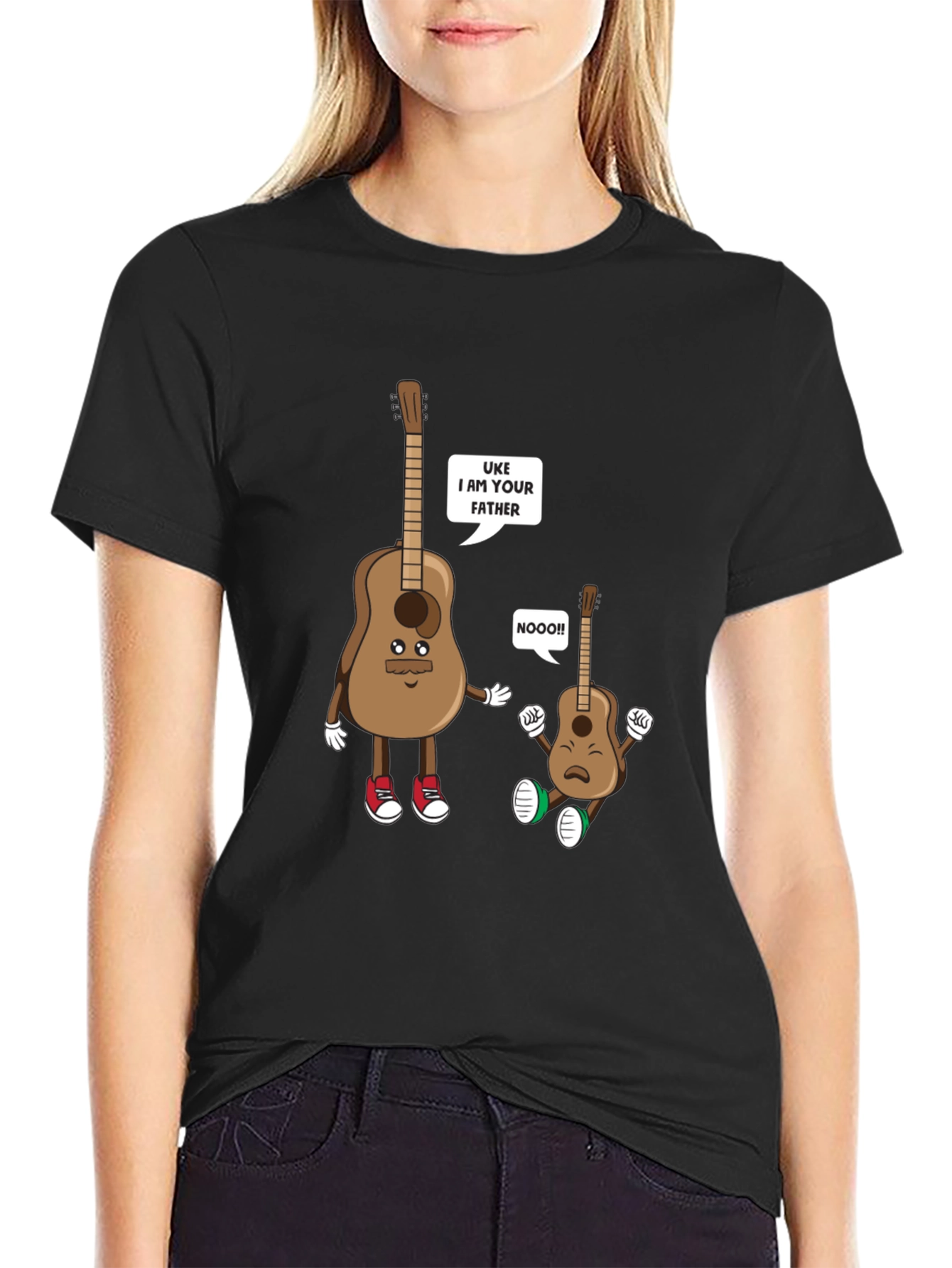 Black Uke I am Your Father T-Shirt Funny Guitar Music Tee view 2