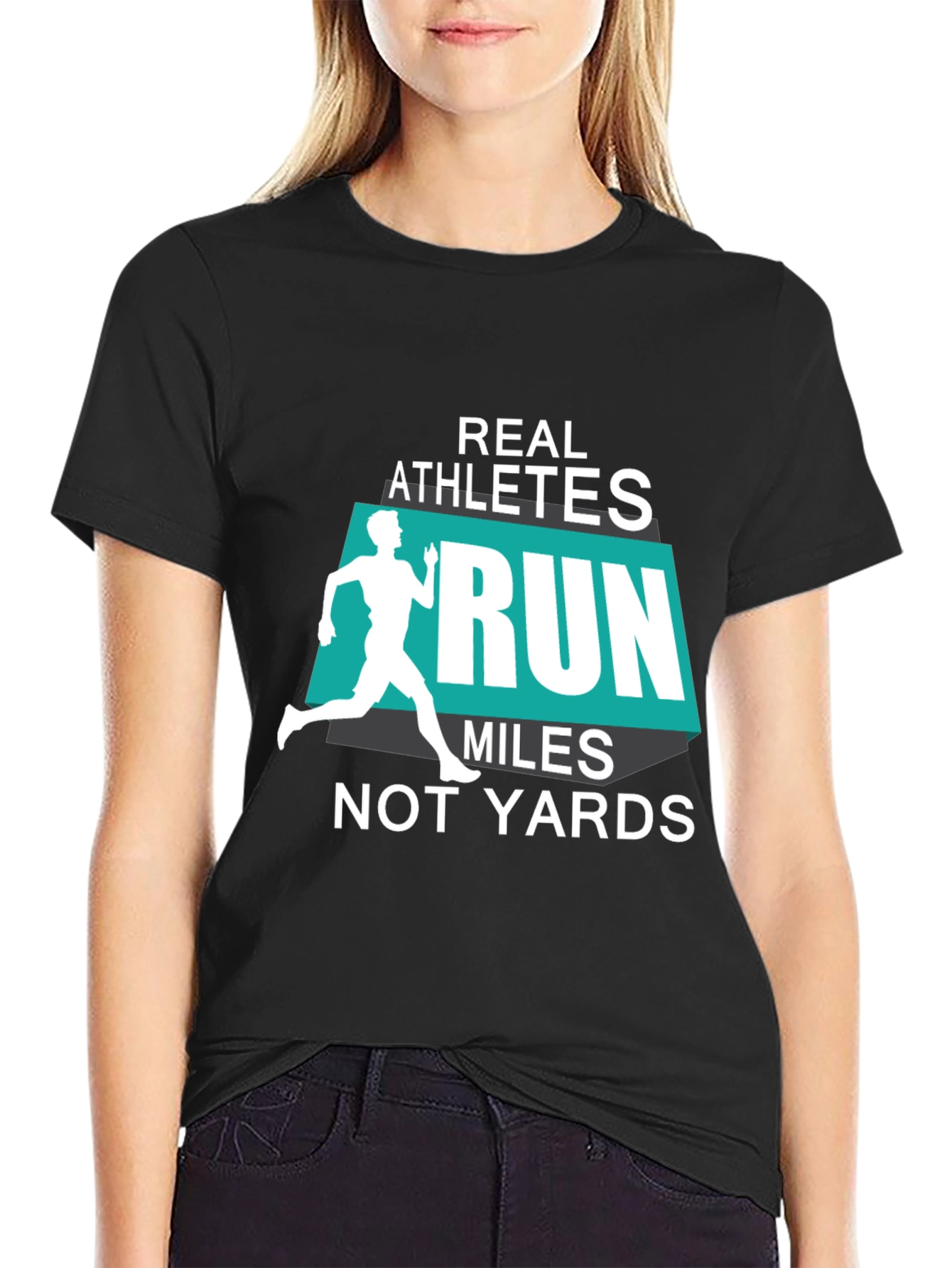 Black Real Athletes Run Miles T-Shirt view 2
