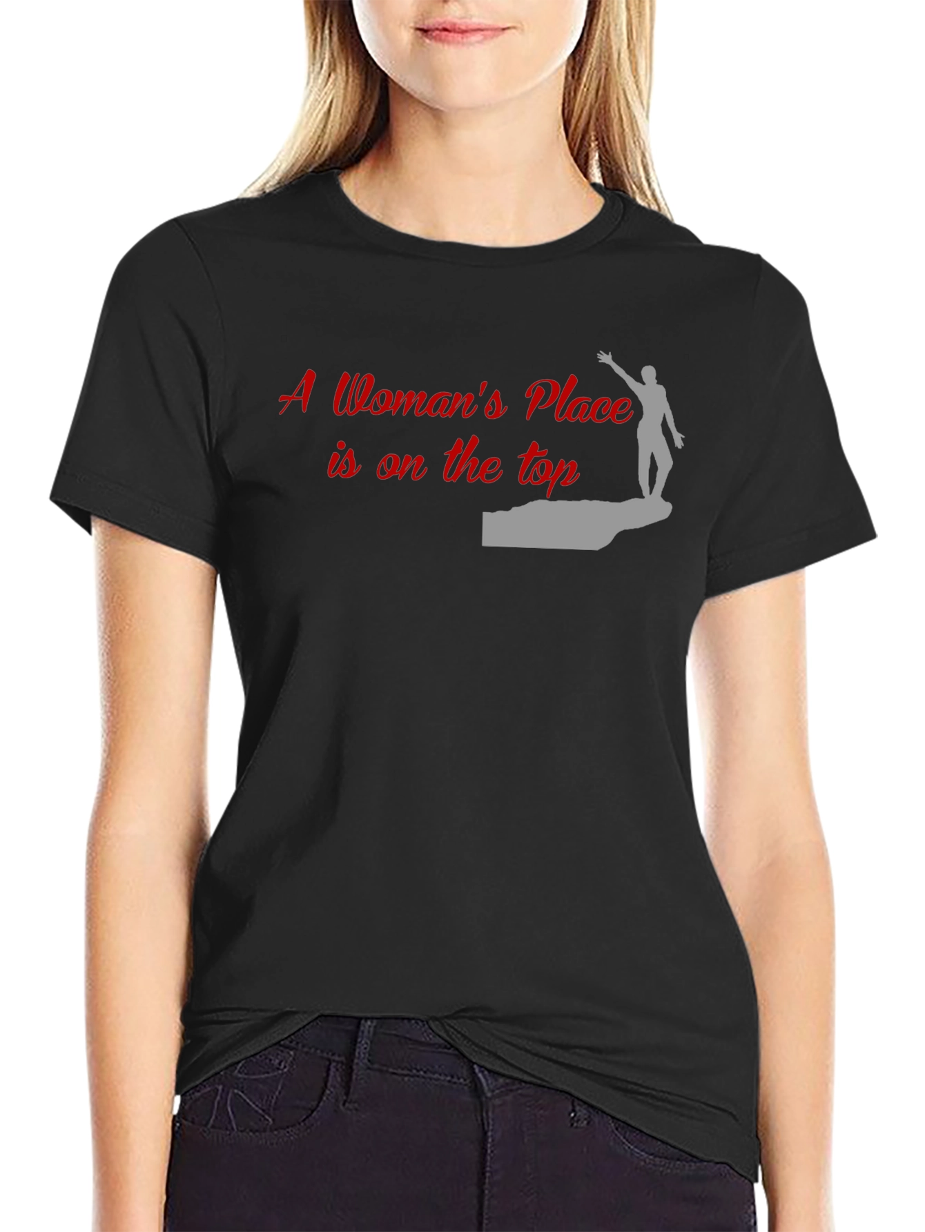 Black Empowered Woman T-Shirt: 'A Woman's Place is on the Top' view 2