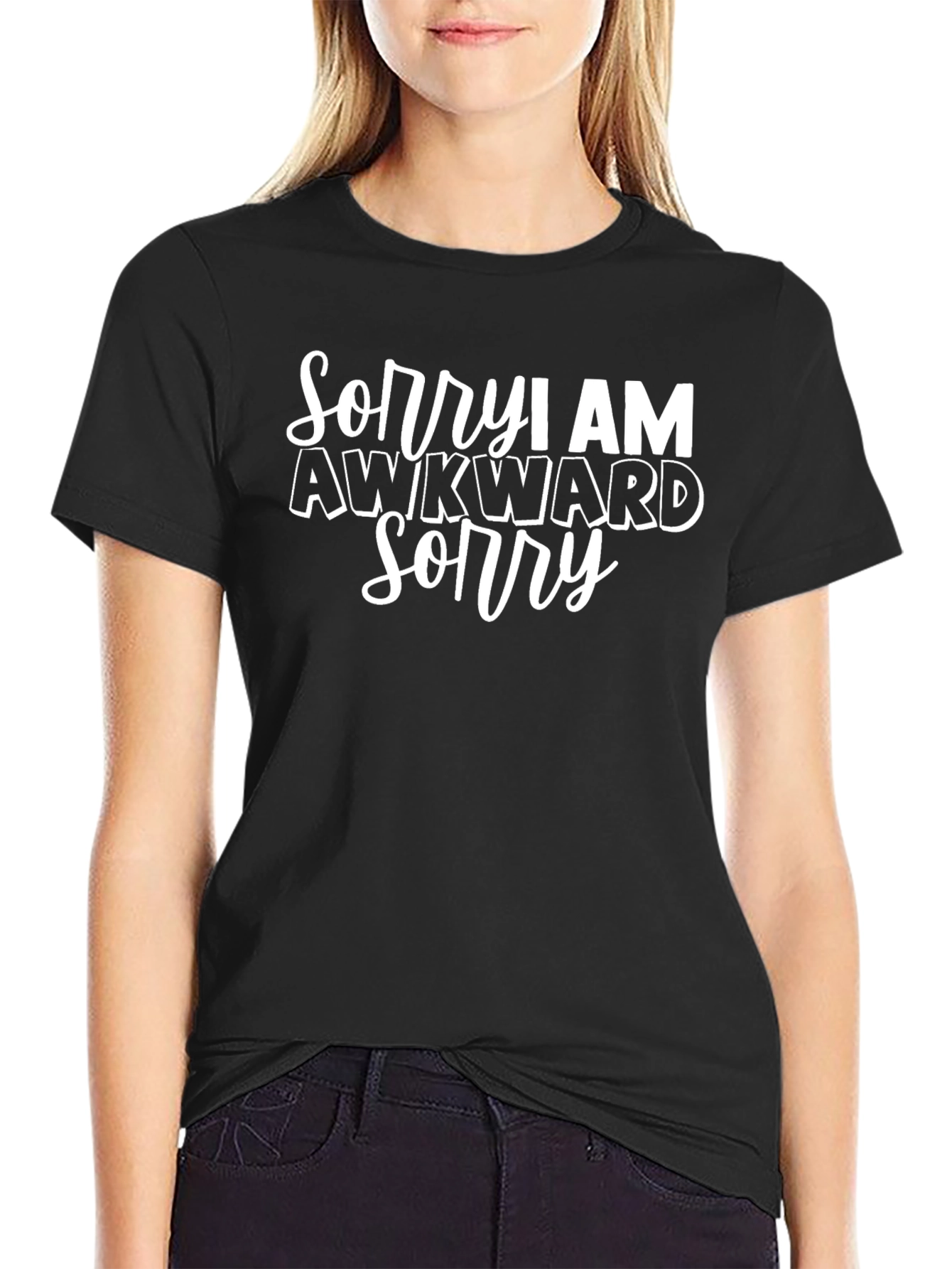 Black Awkward Sorry Graphic Tee view 2