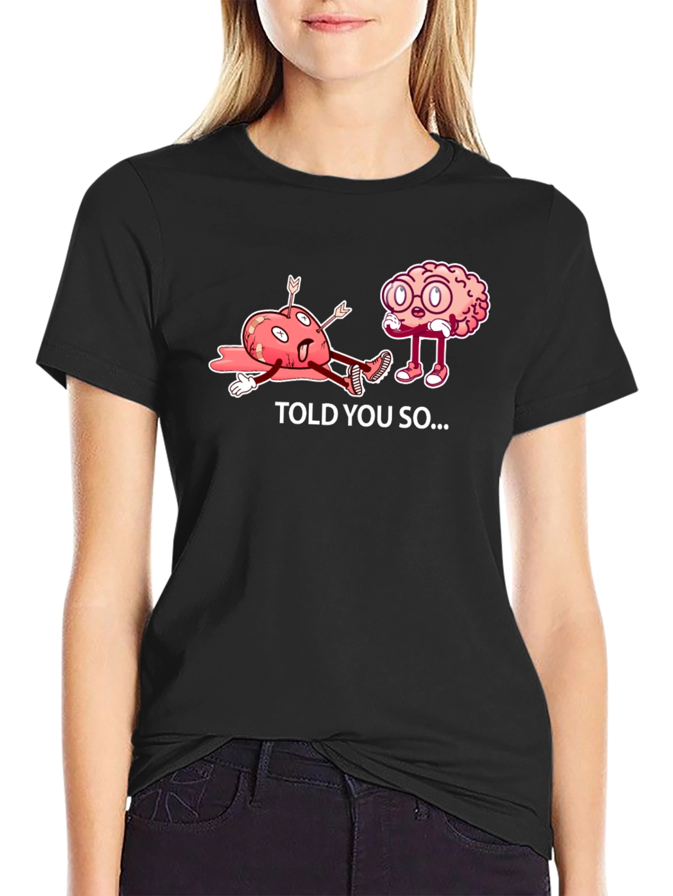 Black Brain vs. Heart Graphic T-Shirt - Told You So view 2