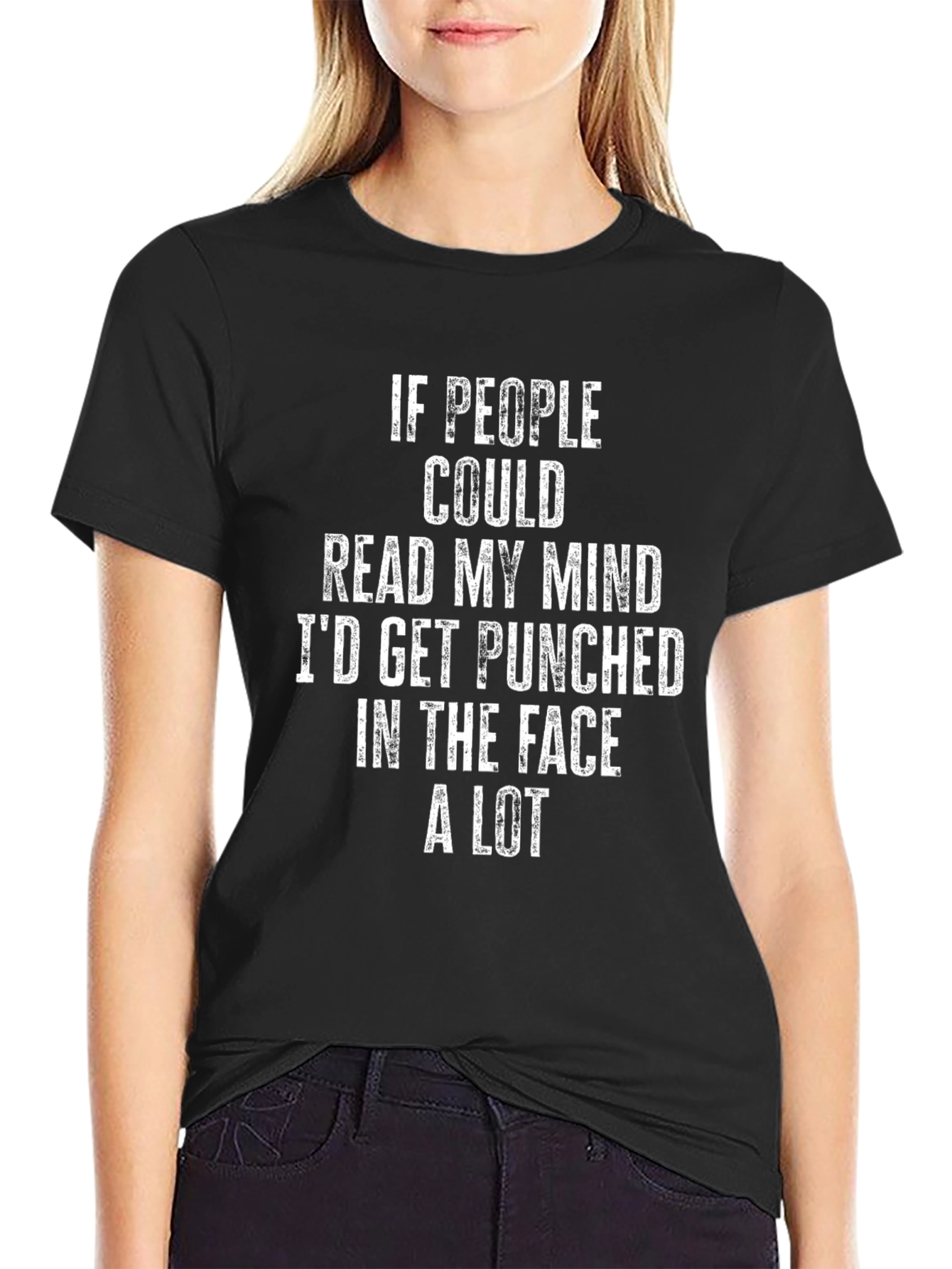 Black Humorous Graphic Tee - Read My Mind Punch Line view 2