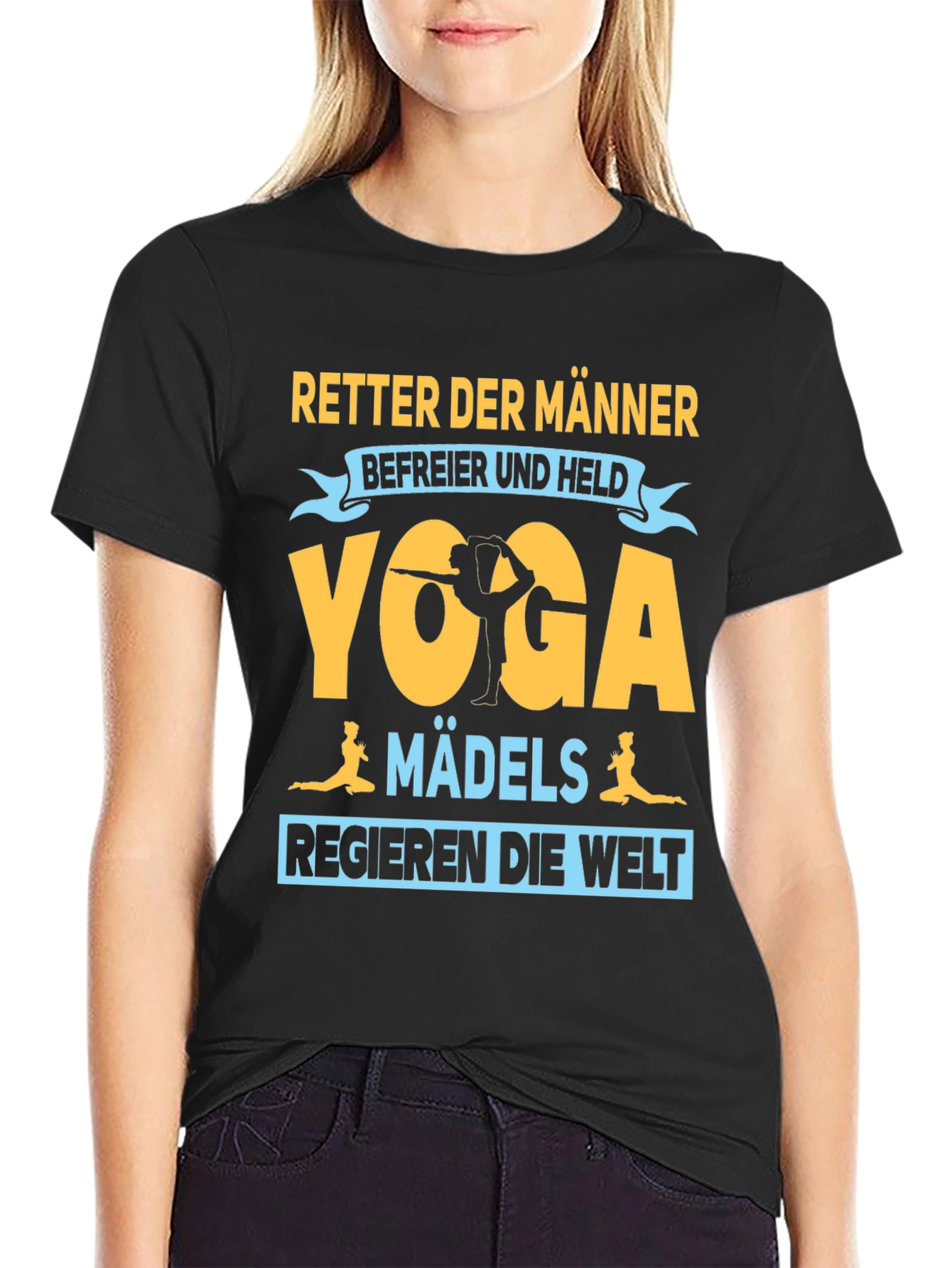 Black Yoga Mädchen Women's T-Shirt - Retter der Männer view 2