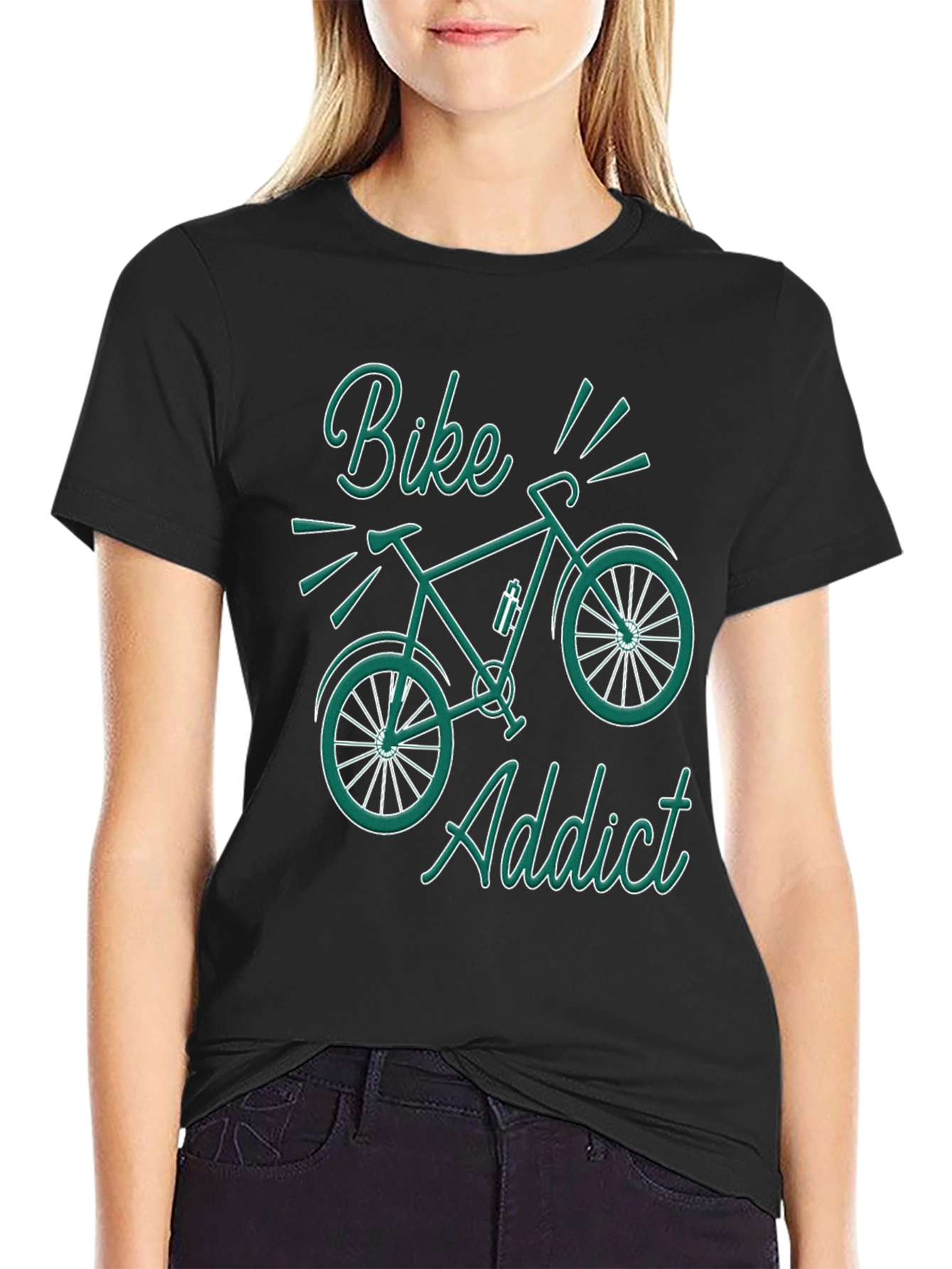 Black Bike Addict Graphic T-Shirt - Black view 2